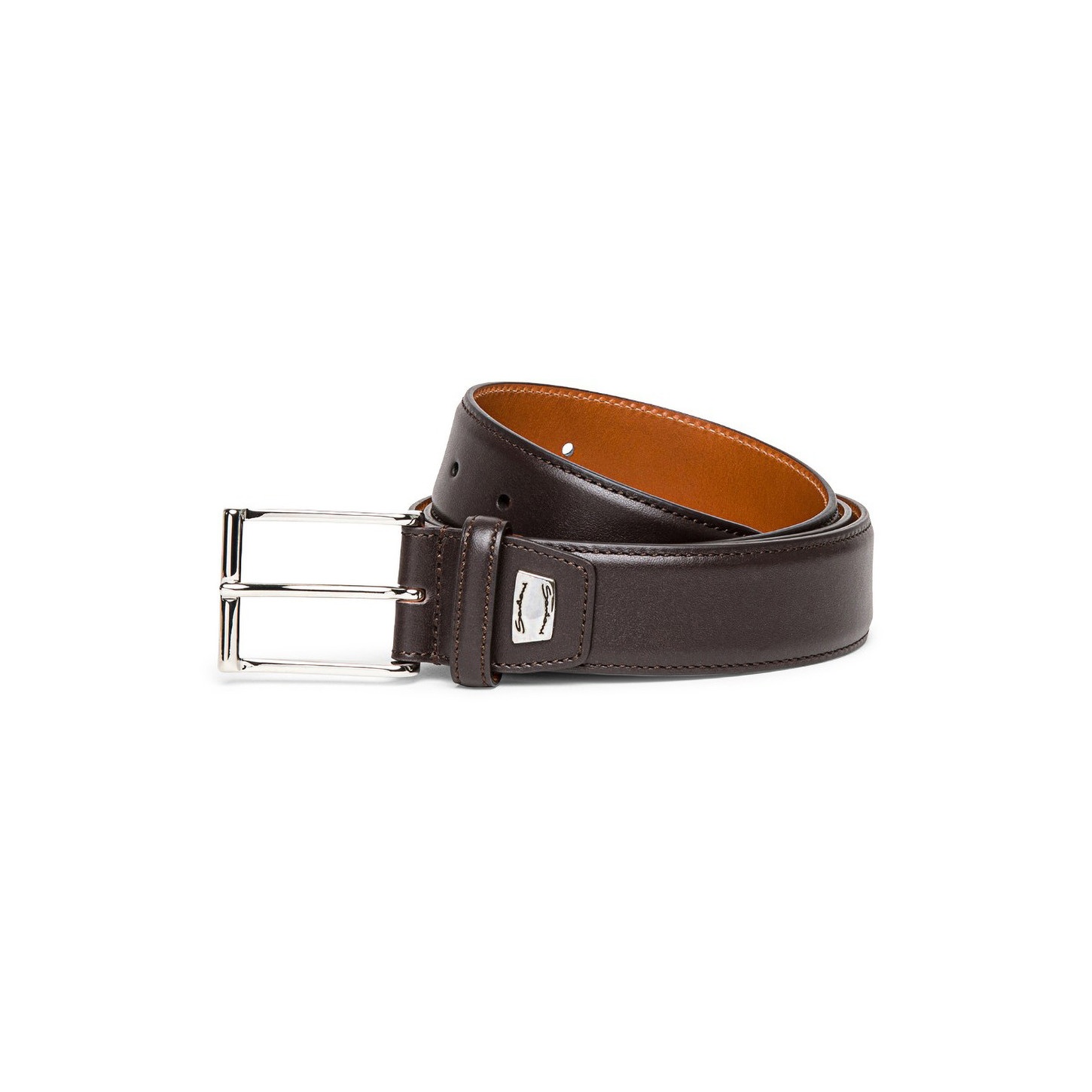 Men's brown leather adjustable belt - 1