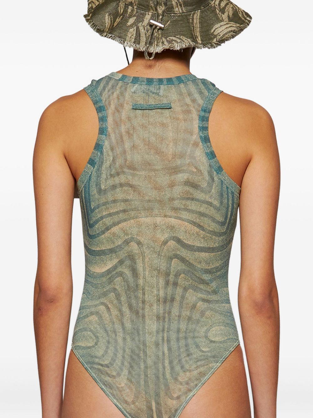 spiral-print mesh bodysuit - 5