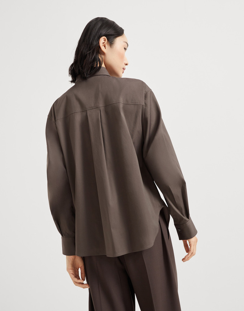 Brunello Cucinelli Stretch cotton poplin shirt with  precious detachable straps outlook