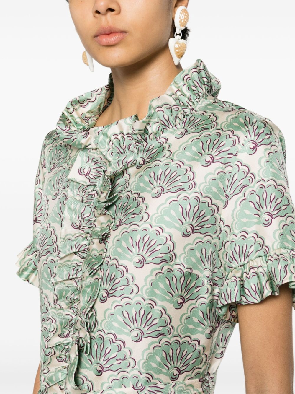 fan-print maxi dress - 5