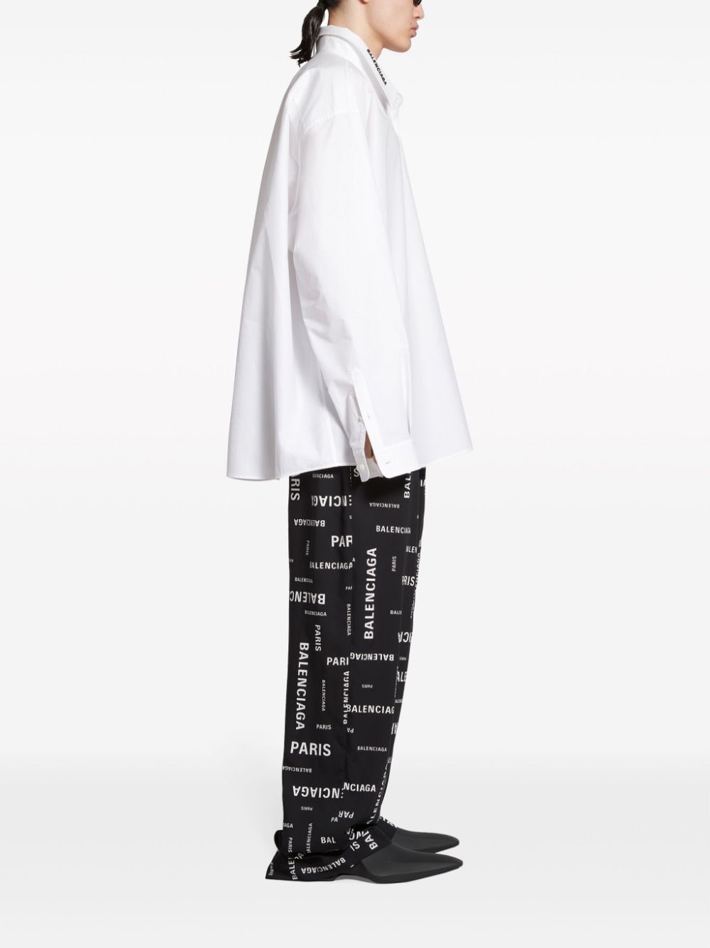 logo-print wide-leg cotton trousers - 3