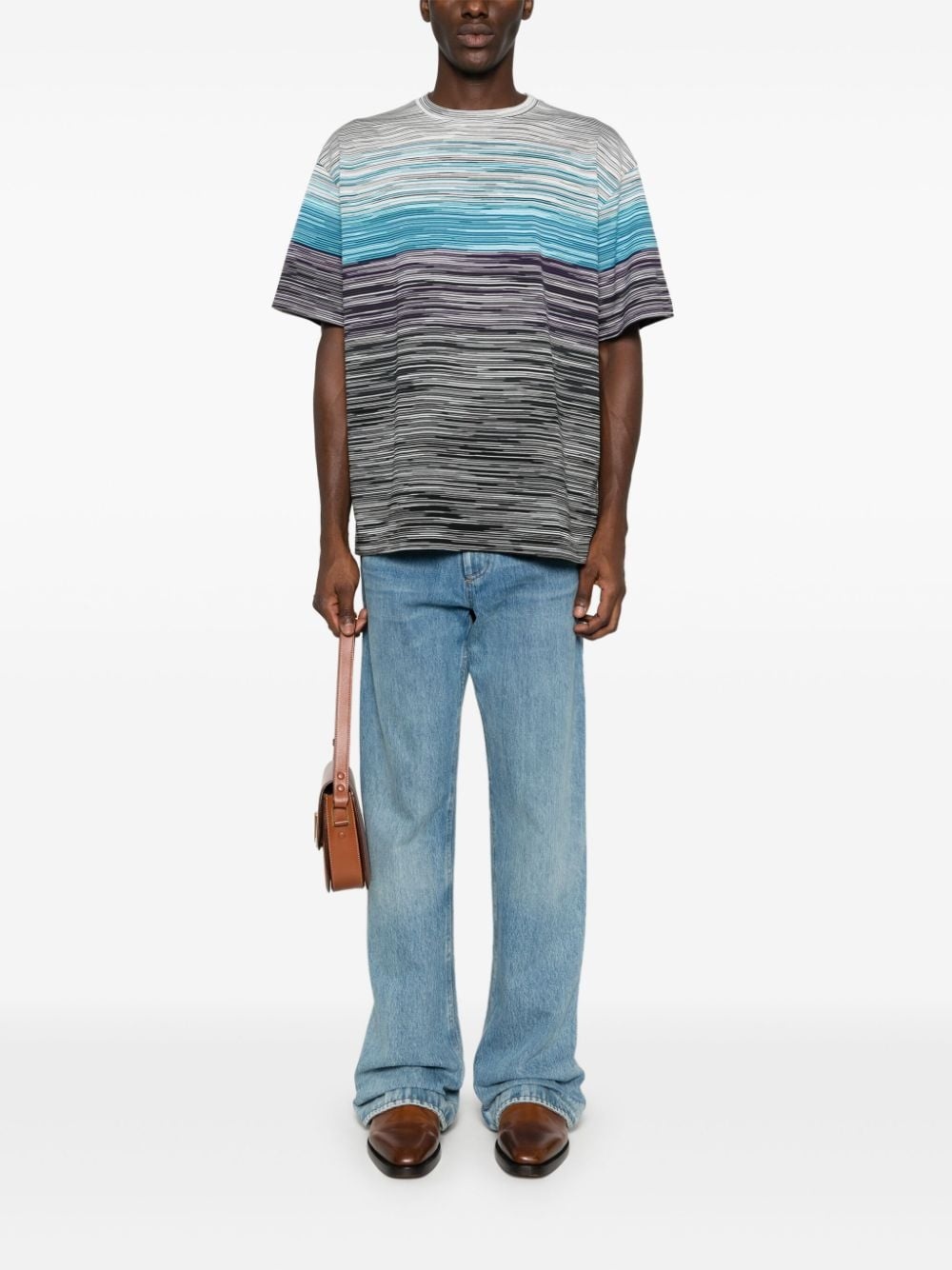 logo-rubberised striped T-shirt - 2