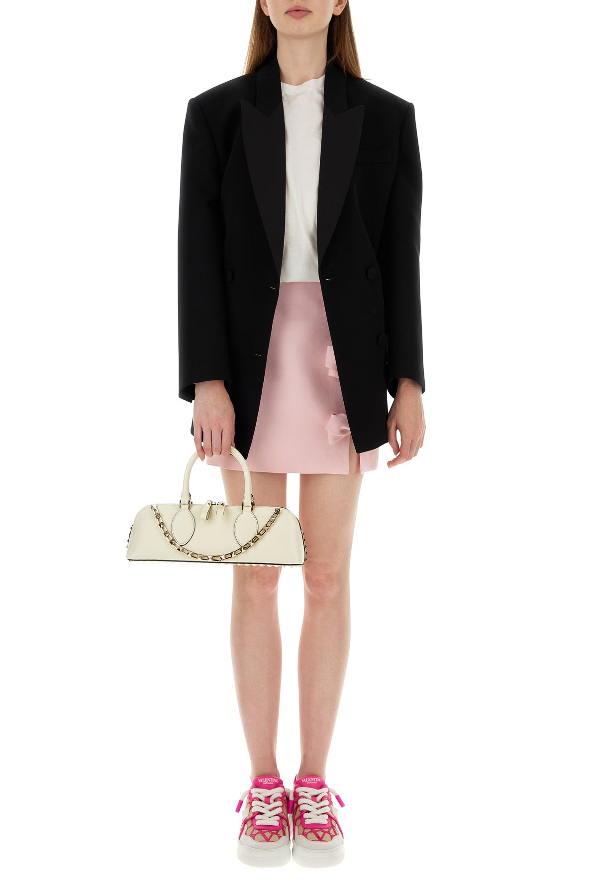 Ivory leather Rockstud East-West handbag - 5