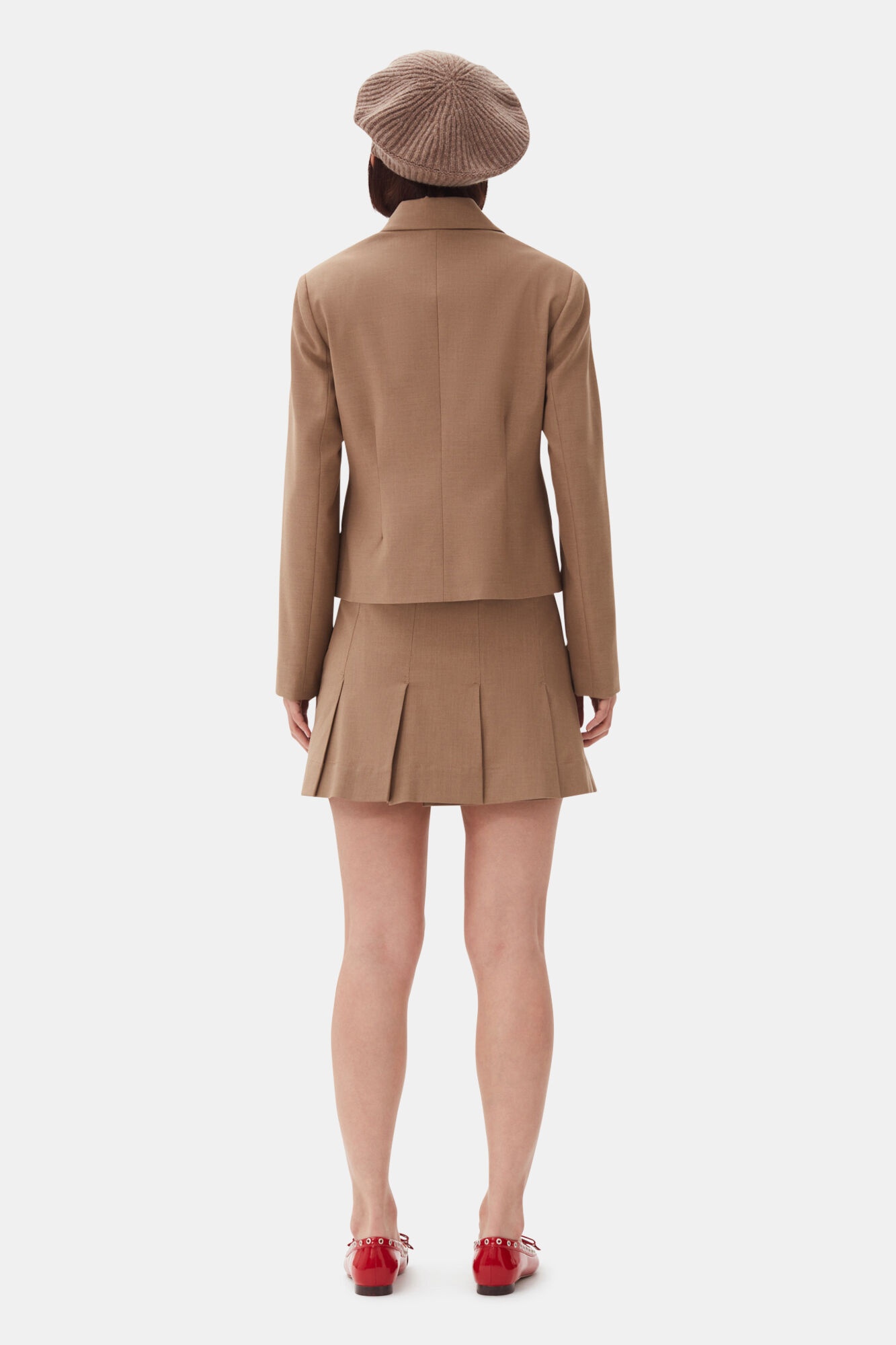 BROWN DRAPEY MELANGE FITTED BLAZER - 5