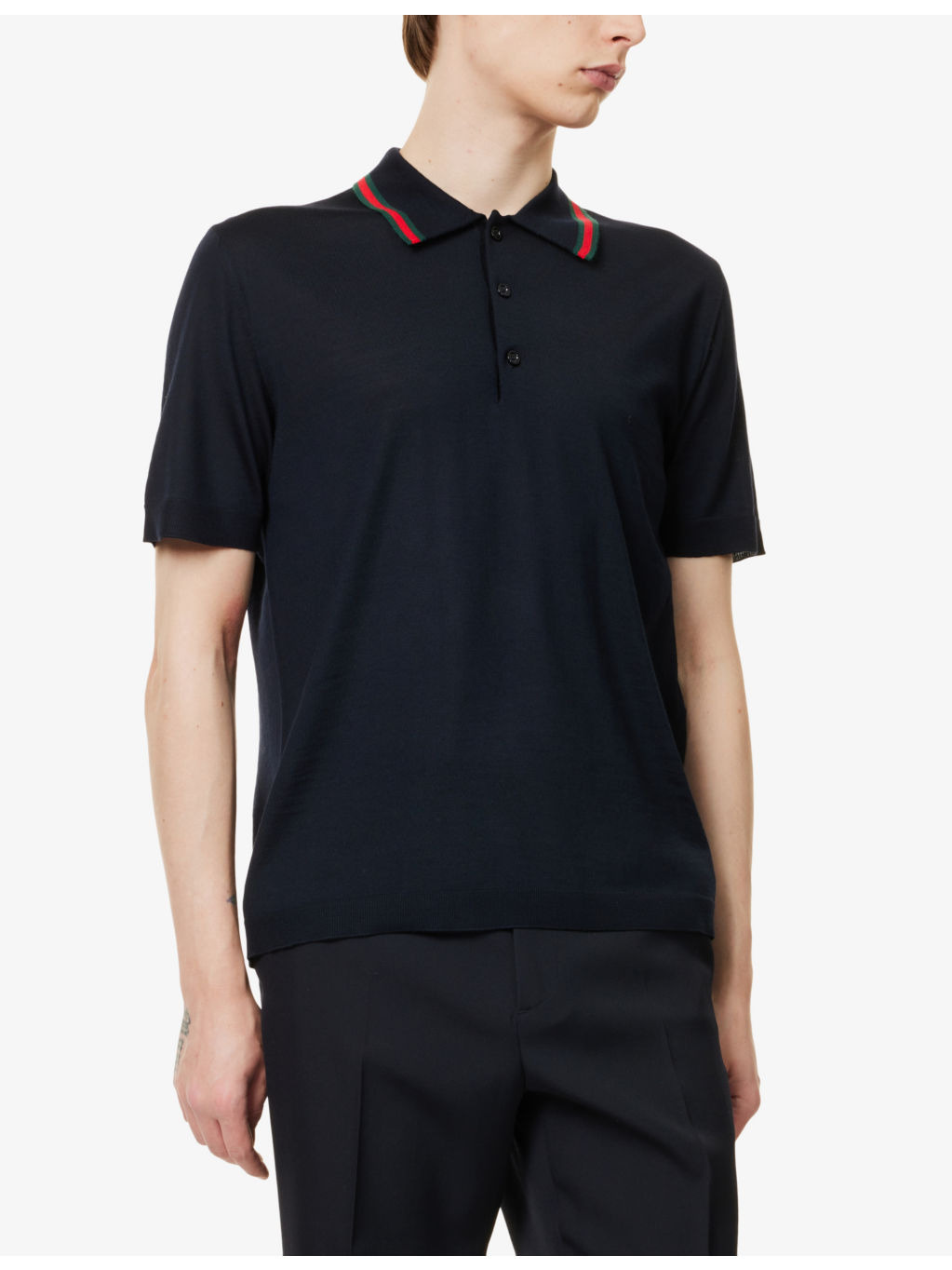 Brand-trim regular-fit wool sweatshirt - 3