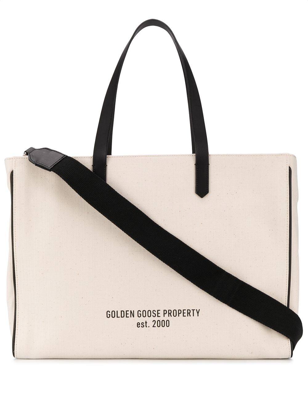 slogan print canvas tote - 1