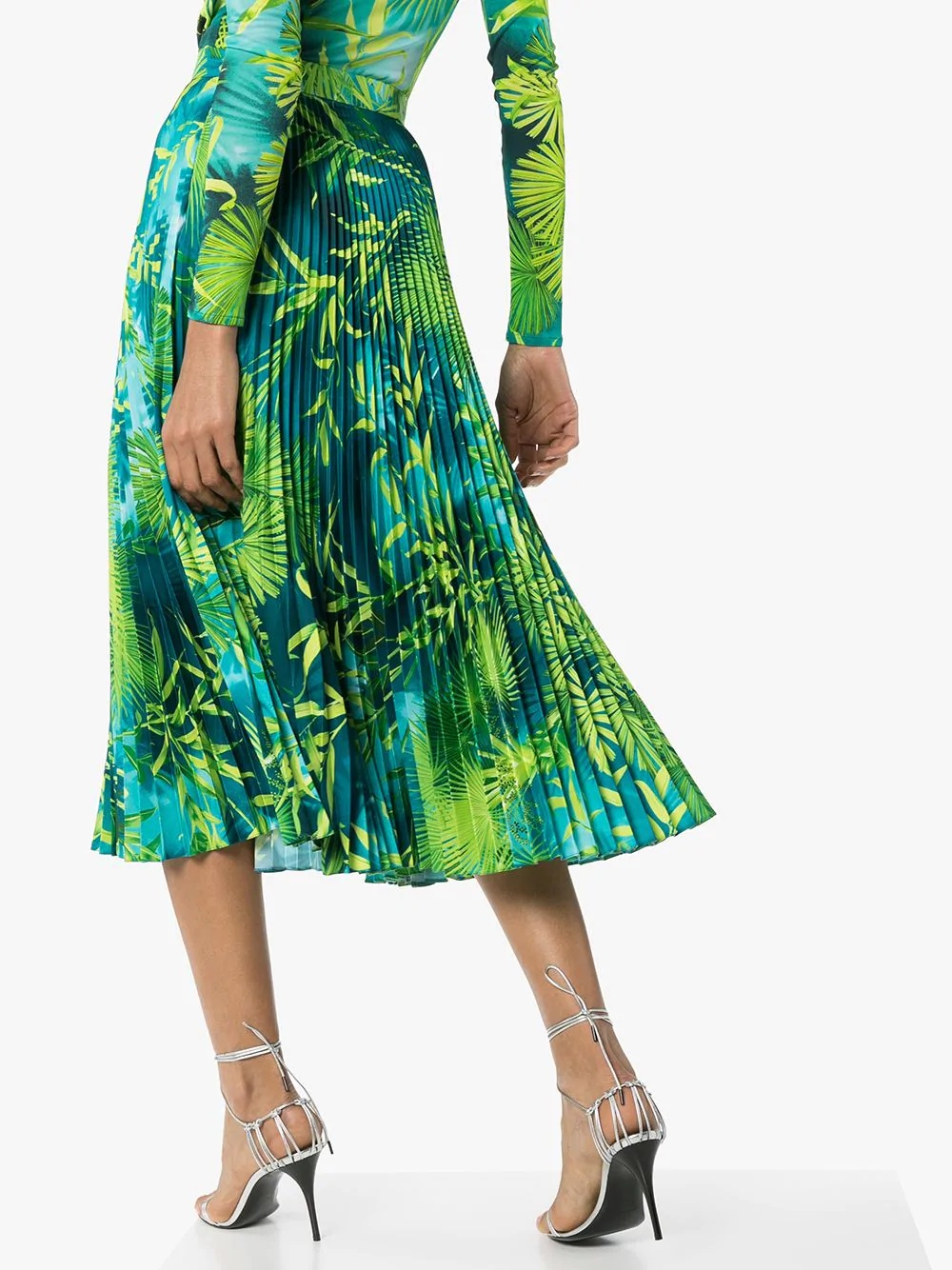 Jungle print pleated midi skirt - 4