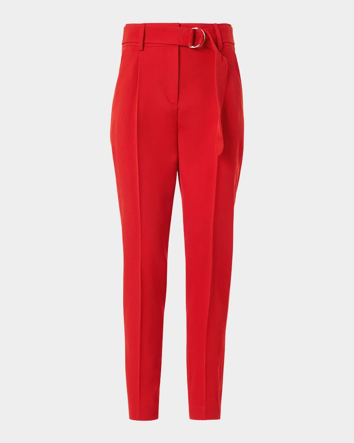 Fred Wool Tricotine Tapered-Leg Ankle Pants With Belt - 1