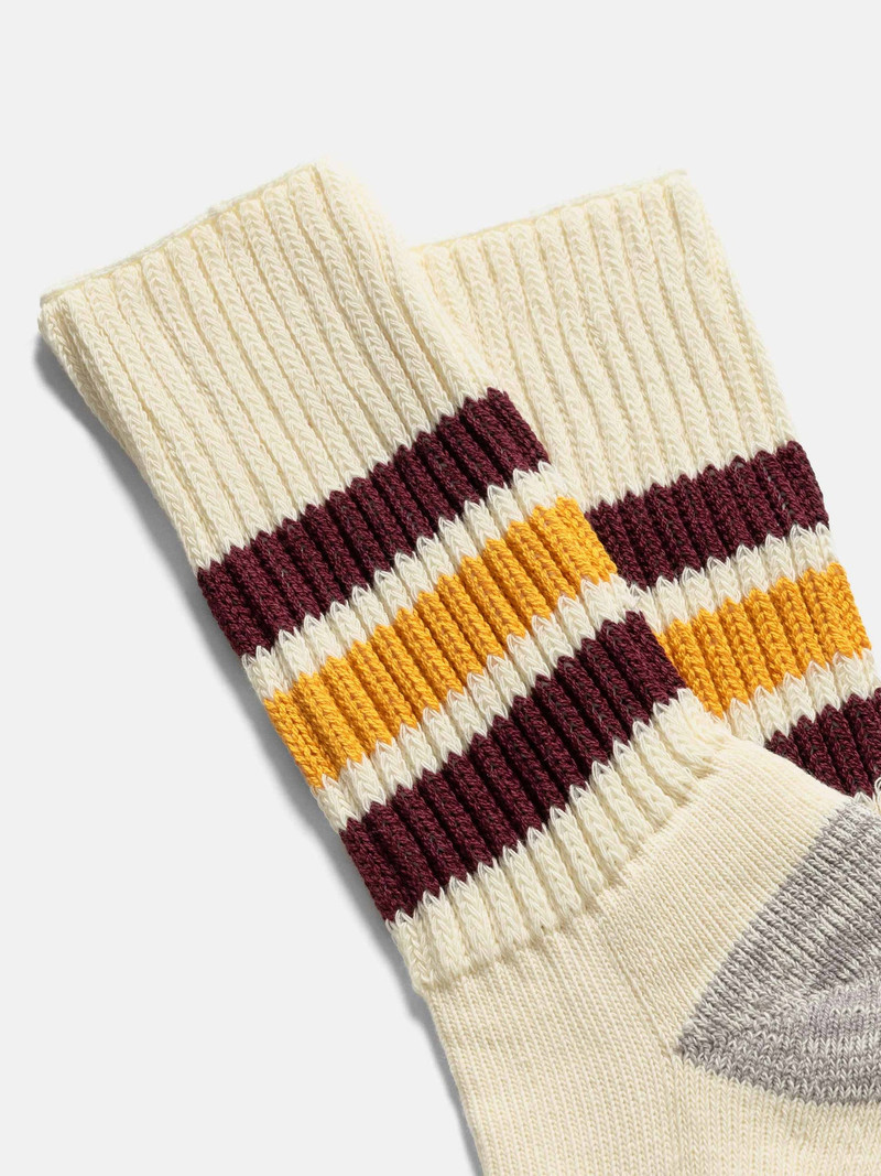 ROTOTO® R1255 Coarse Ribbed Oldschool Crew Socks Bordeaux/Yellow outlook