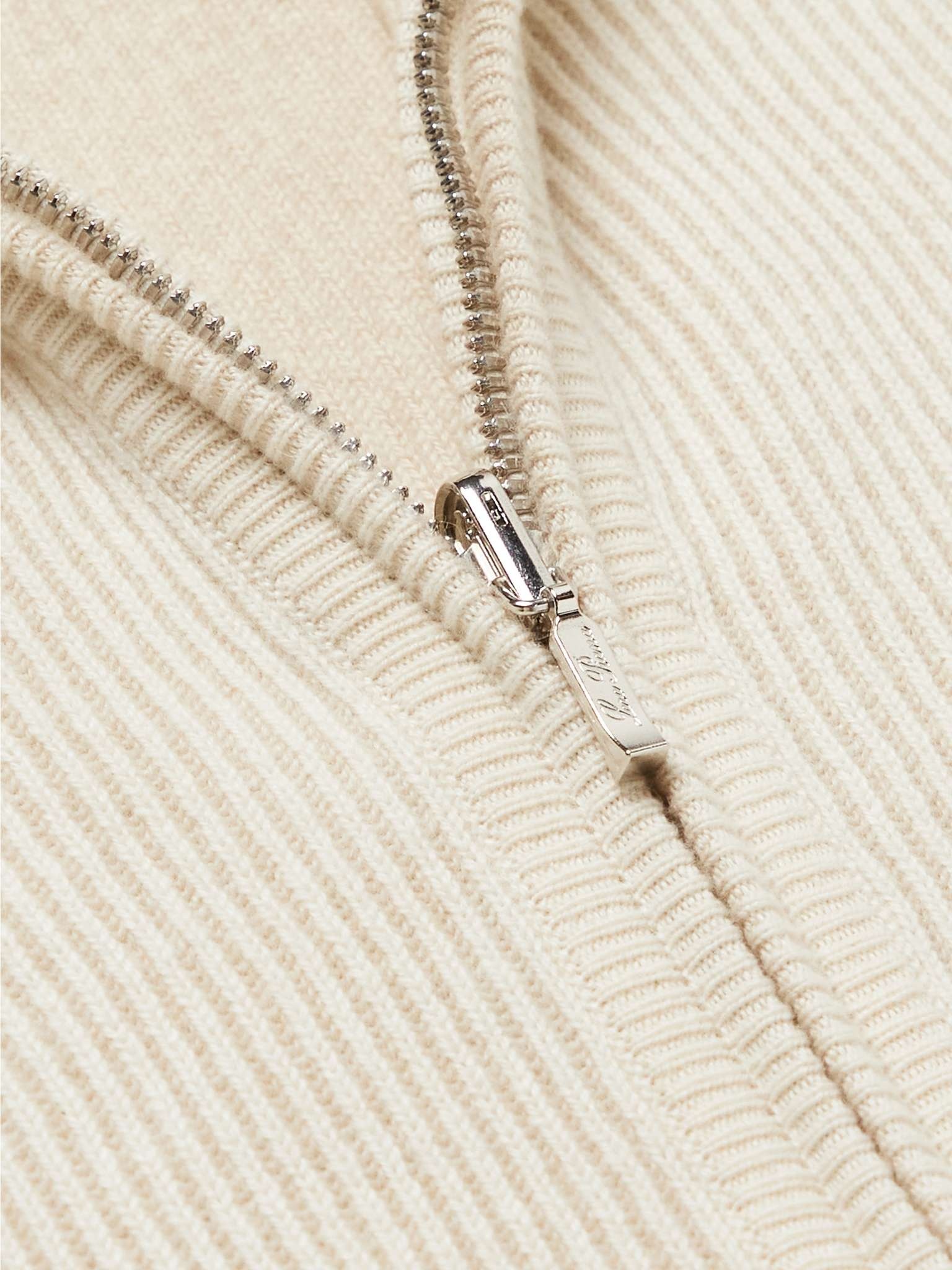 Loro Piana Ribbed Baby Cashmere Zip-Up Sweater | REVERSIBLE
