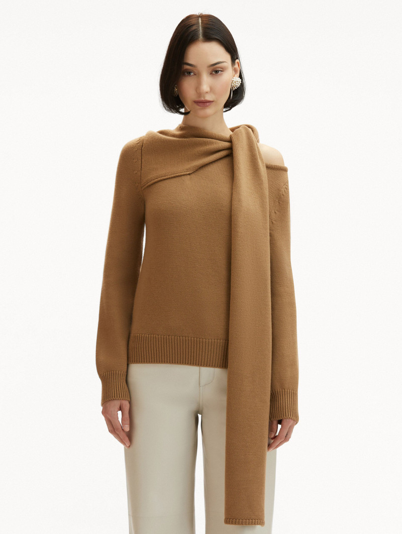 Oscar de la Renta DRAPED-DETAIL COLD SHOULDER PULLOVER outlook