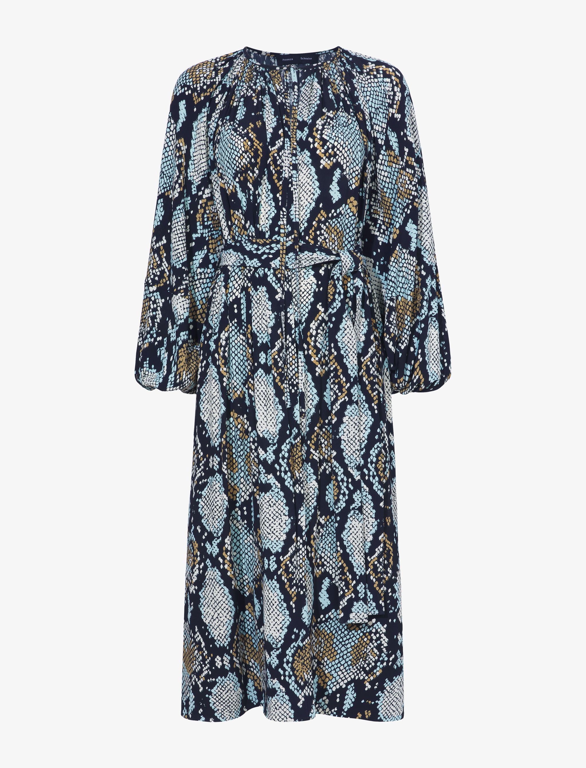 Printed Snake Crepe De Chine Shirt Dress - 1