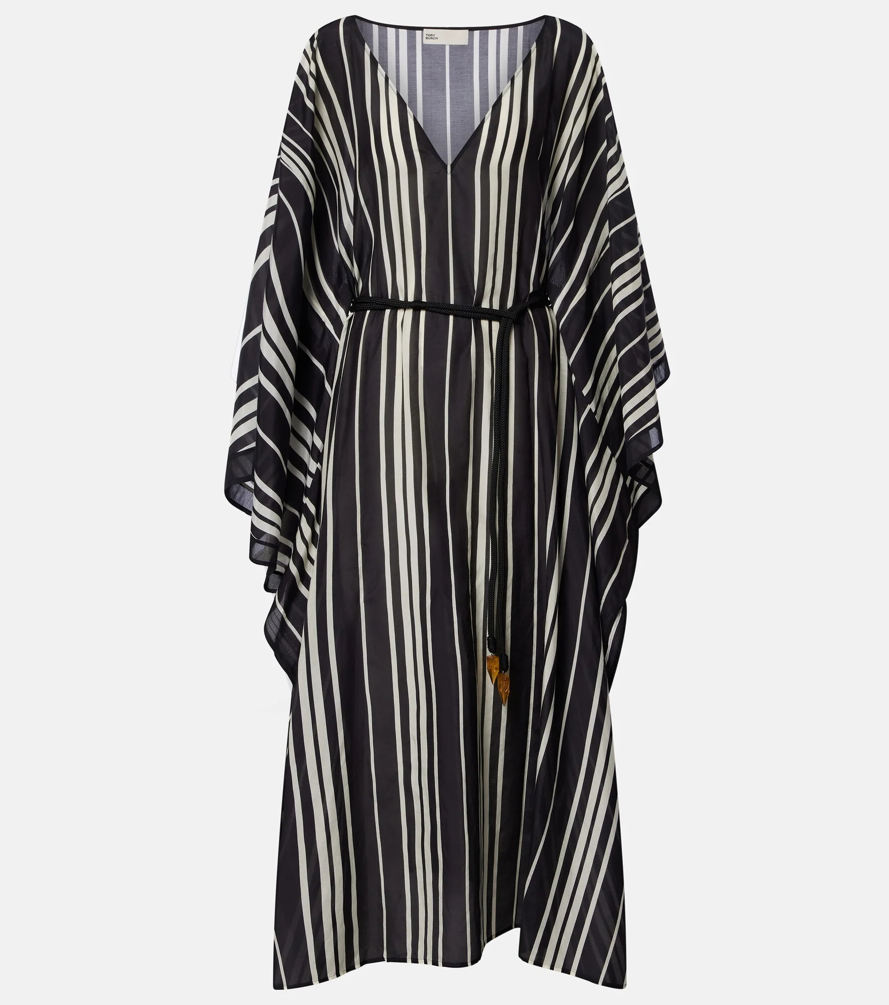 Striped cotton and silk kaftan - 1