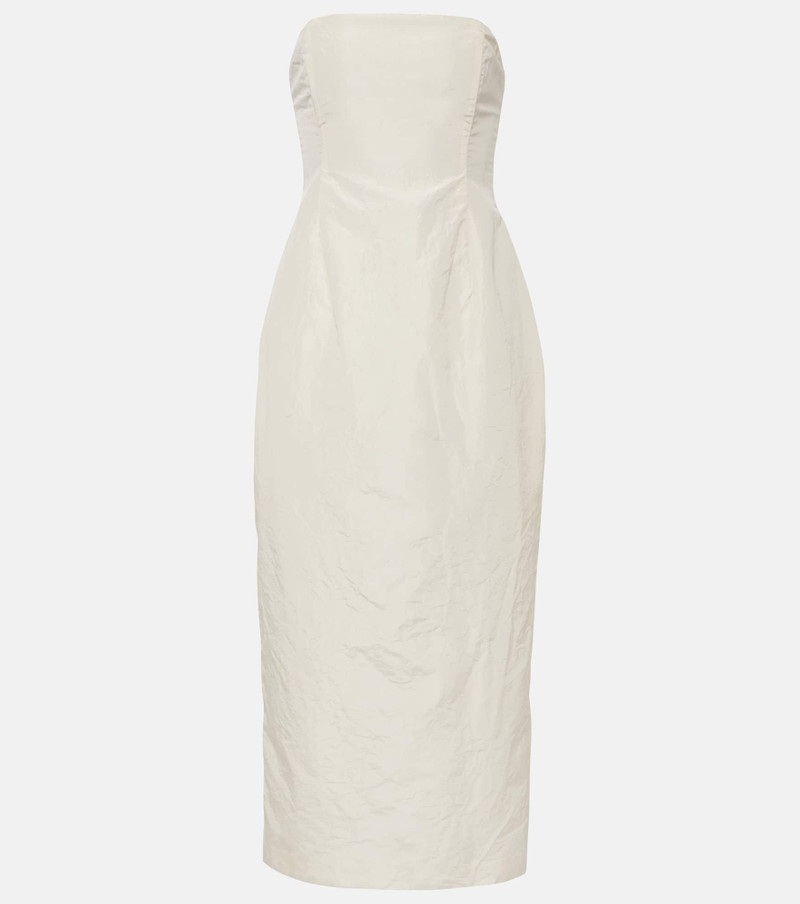 Strapless silk taffeta midi dress - 1