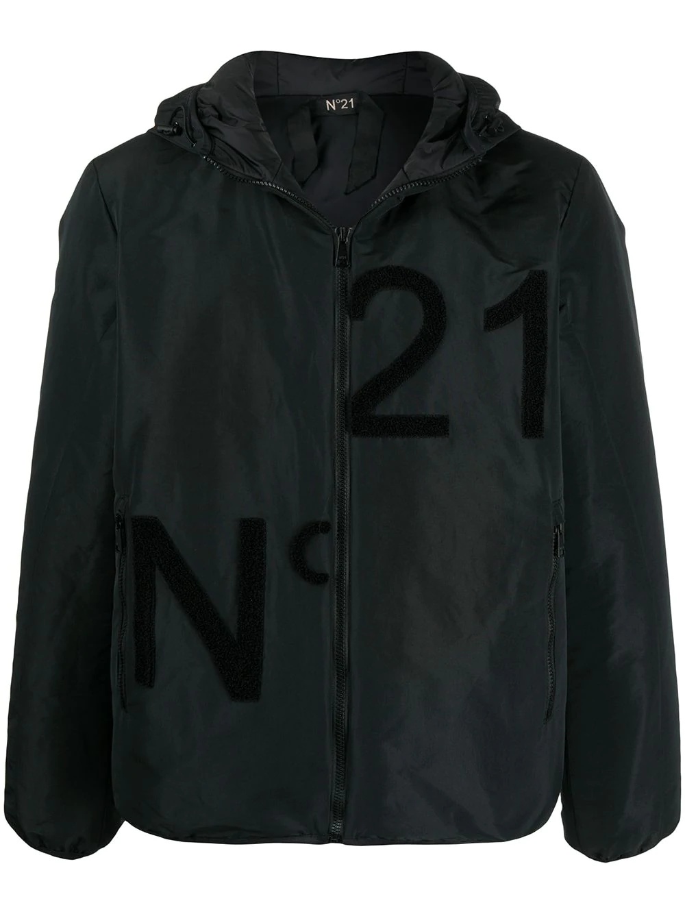 logo-print hooded jacket - 1