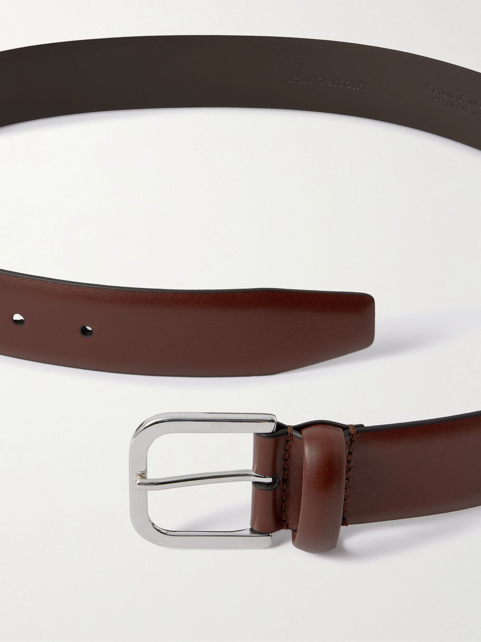 3.5cm Leather Belt Brown - 2