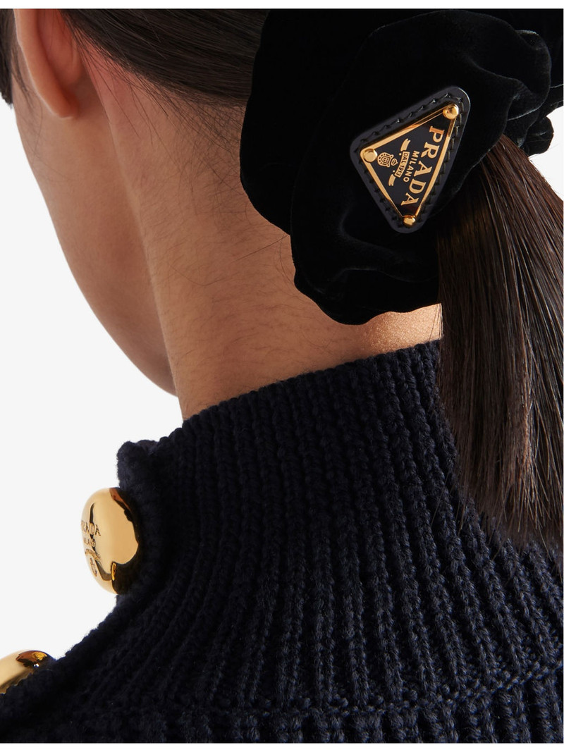 Prada Logo-plaque velvet scrunchie outlook