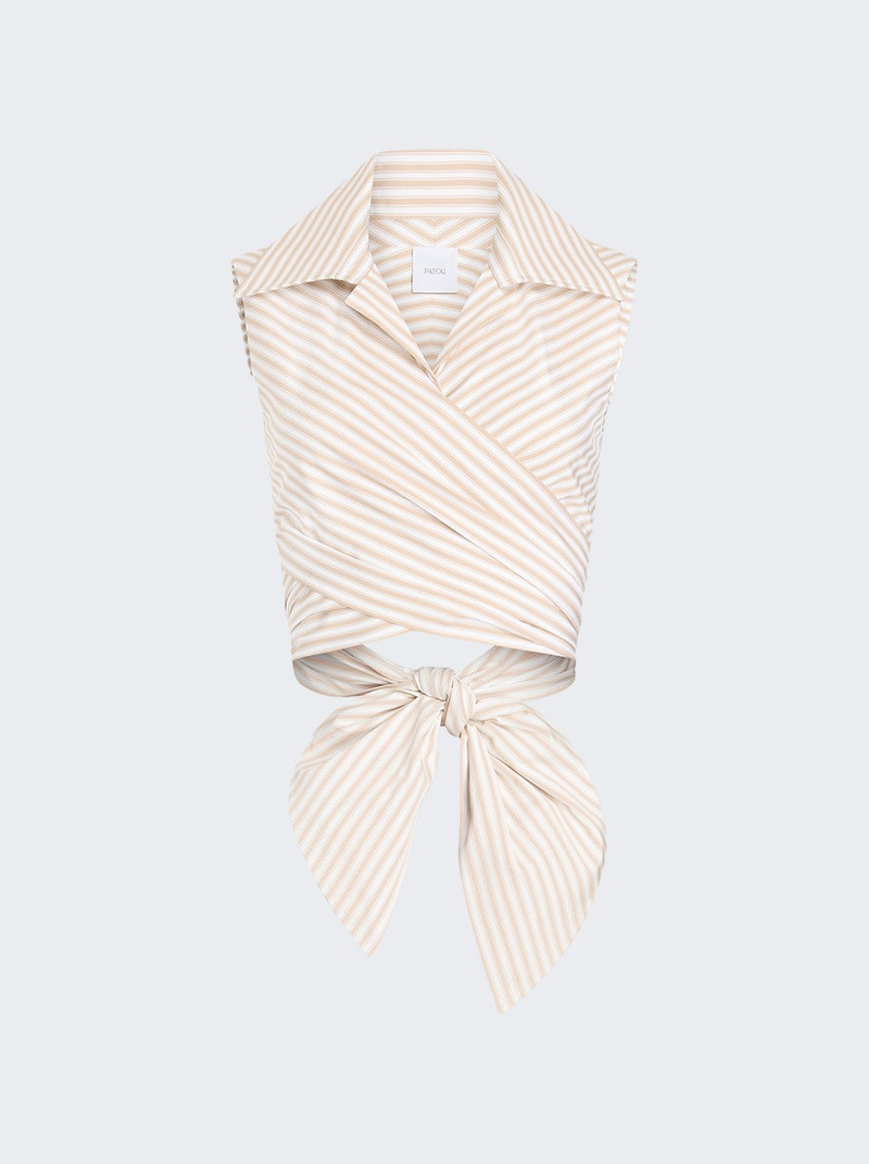 Sleeveless Draped Top Dolce Coffee Stripes 1