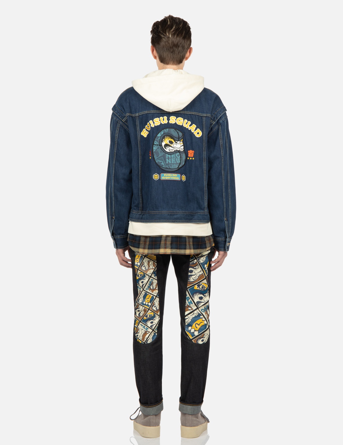 DARUMA LEATHER PATCH DENIM JACKET - 5