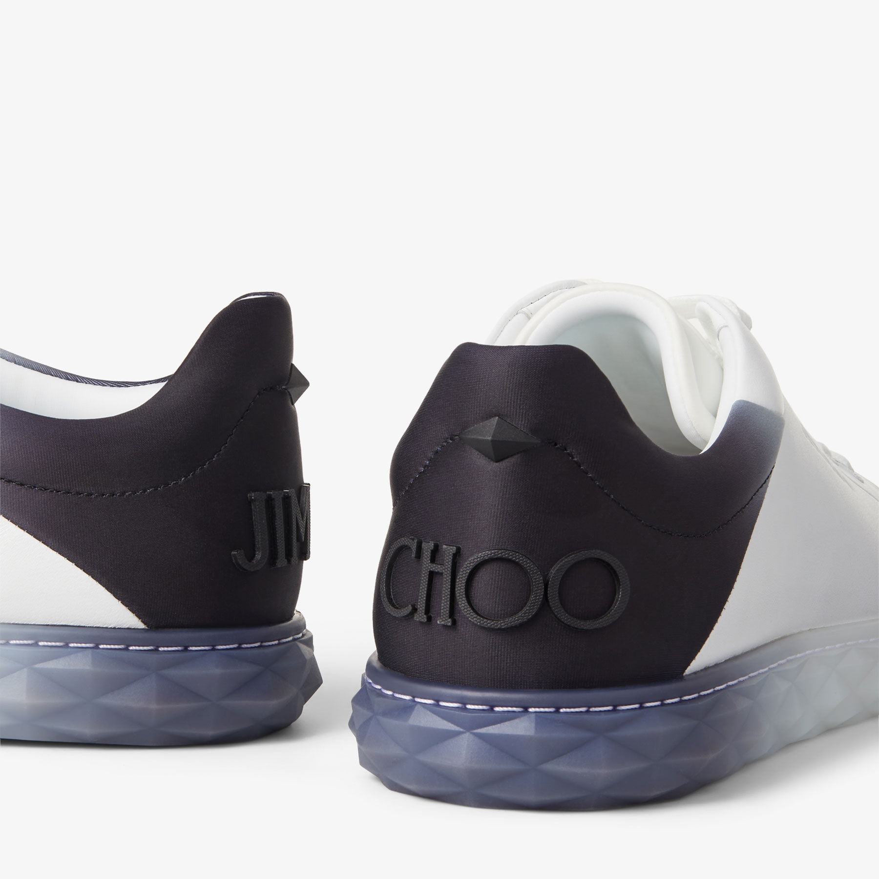 【JIMMY CHOO】Diamond Light/M II スニーカー JIMMY CHOO Diamond Light/m Ii White and Black Leather Mix
