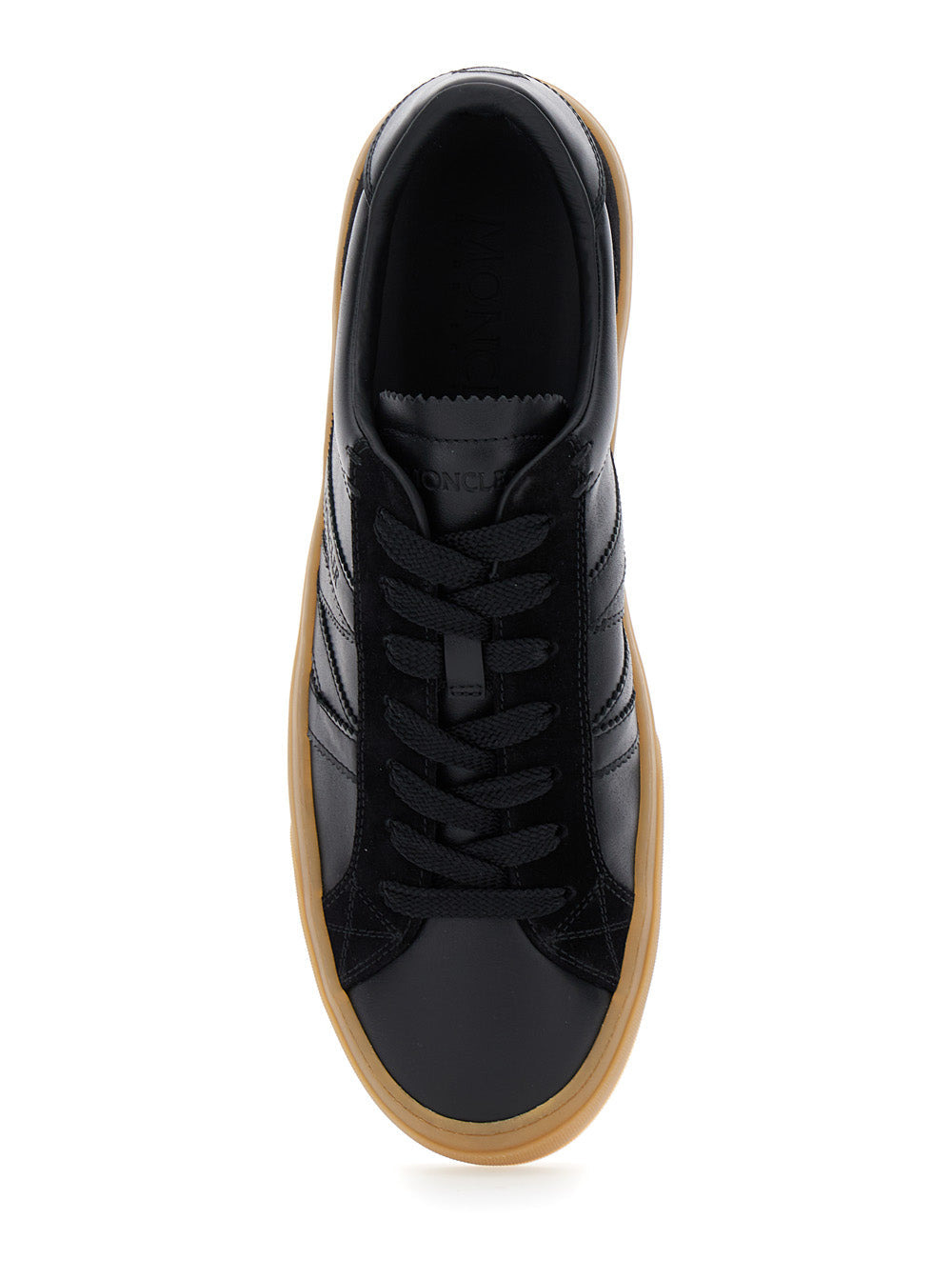 Moncler Men 'Monaco' Black Low Top Sneakers With Tonal Laces In Leather And Suede Man - 4