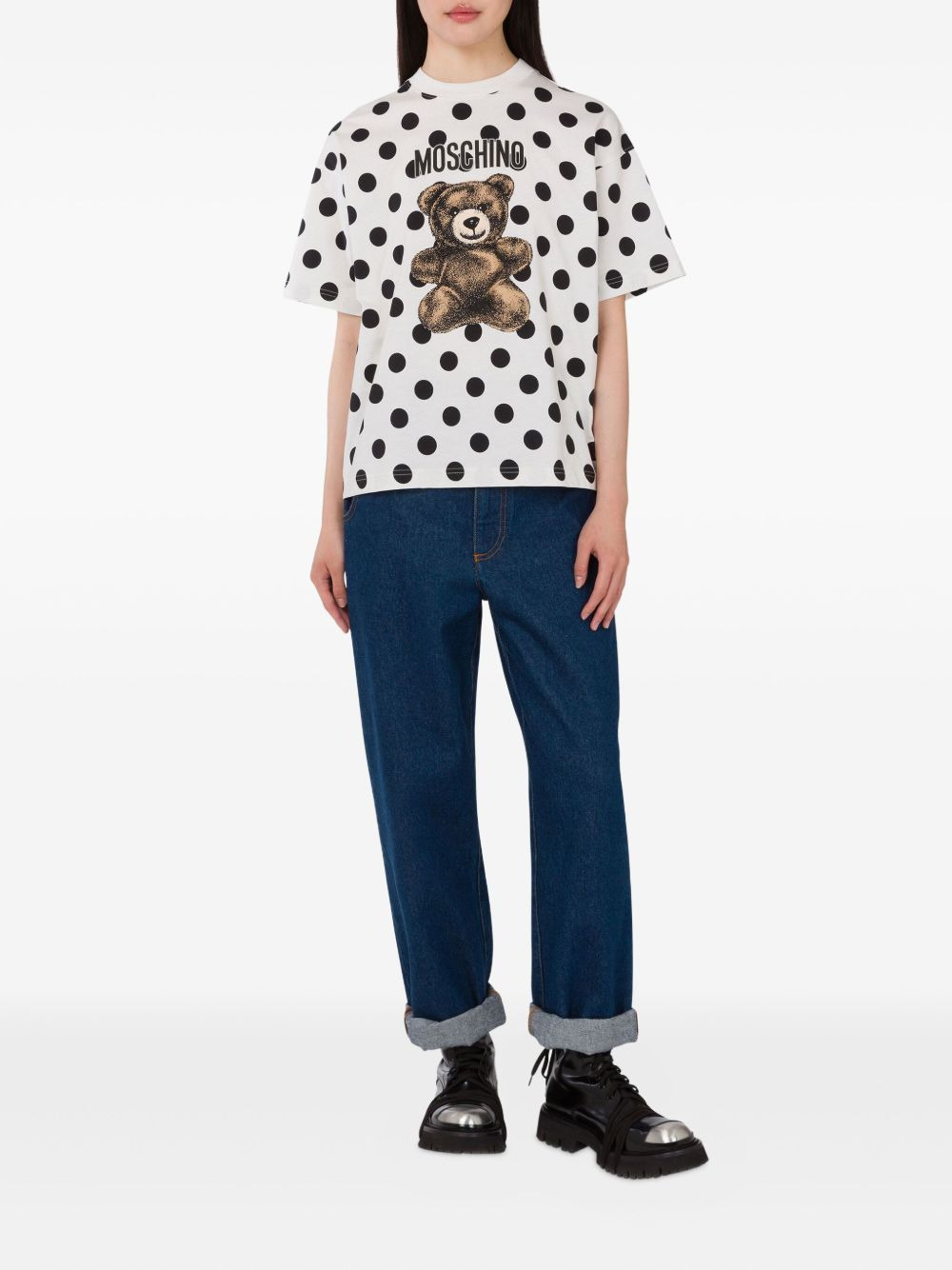 polka-dot teddy-bear print T-shirt - 2