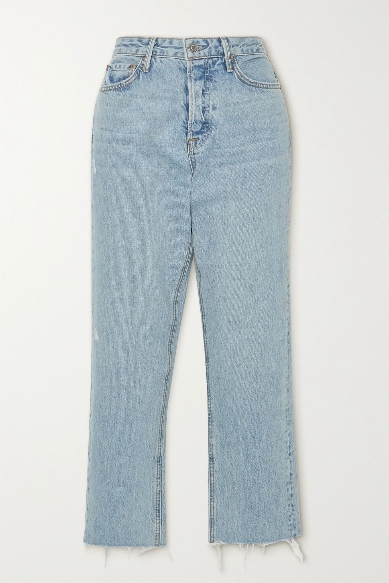 Helena frayed high-rise straight-leg jeans - 1