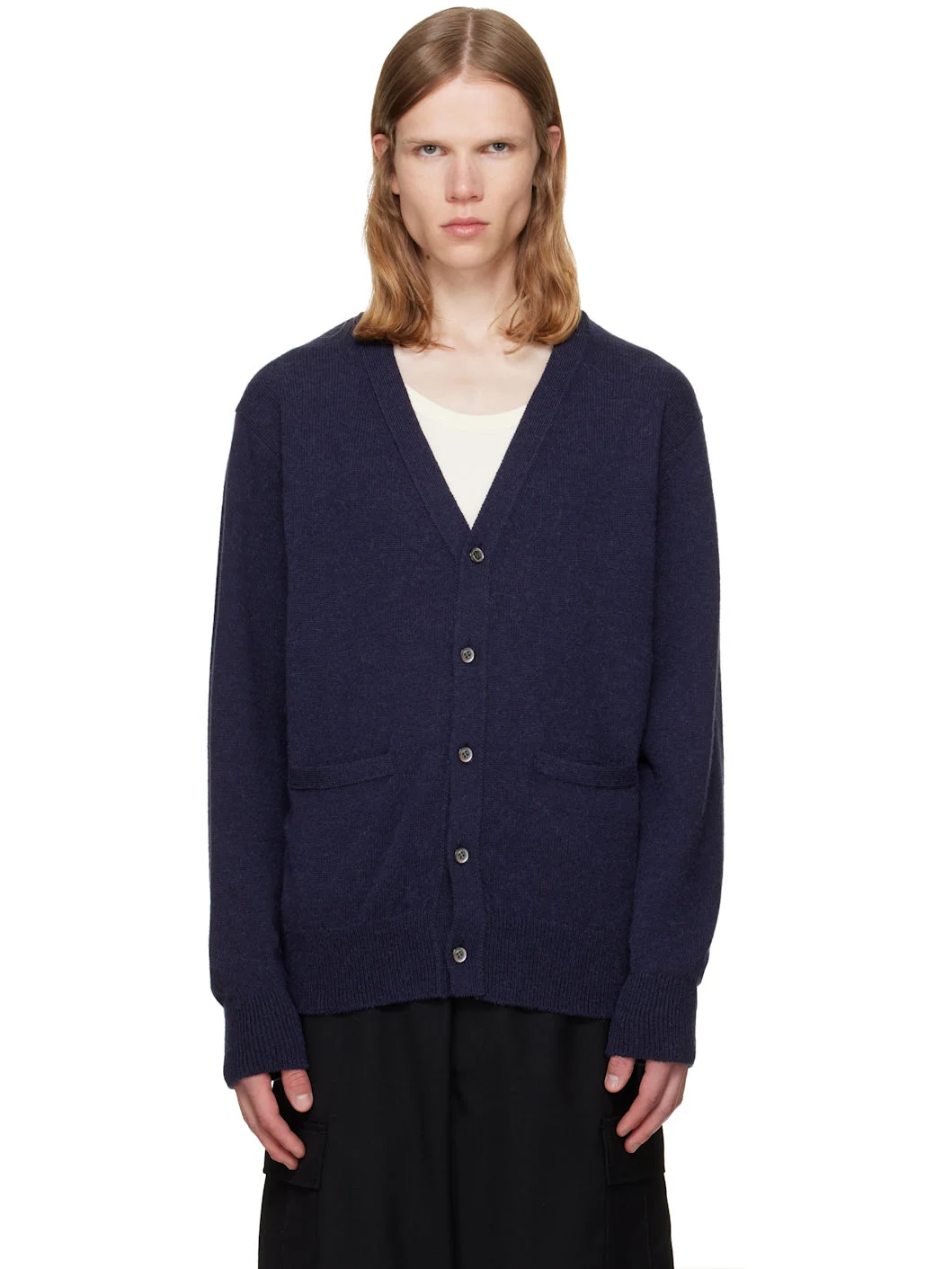 Navy Alpaca Cardigan - 1