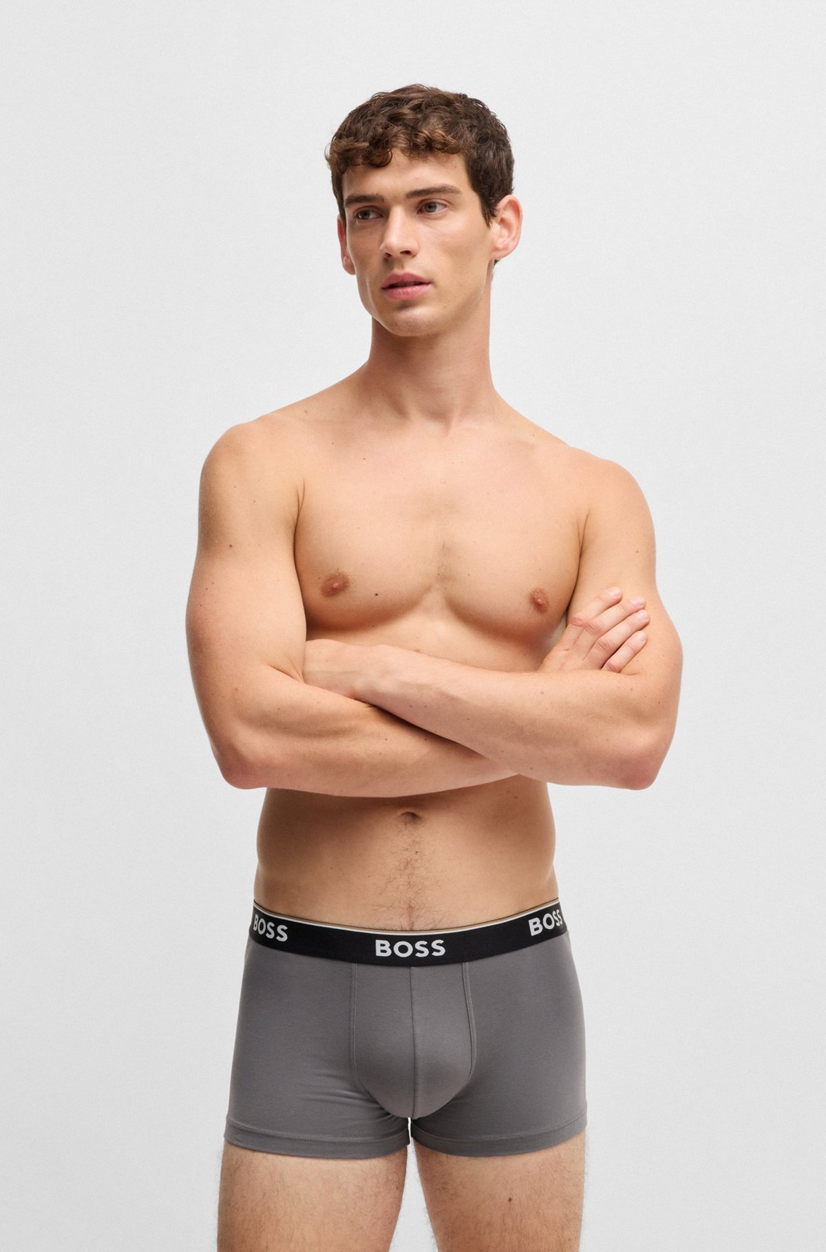 THREE-PACK OF STRETCH-COTTON TRUNKS WITH LOGO WAISTBANDS - 7
