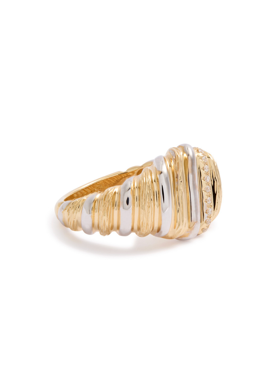 Yvonne Leon Chevalière Gaufrette 9kt Gold and White Gold Ring - 3