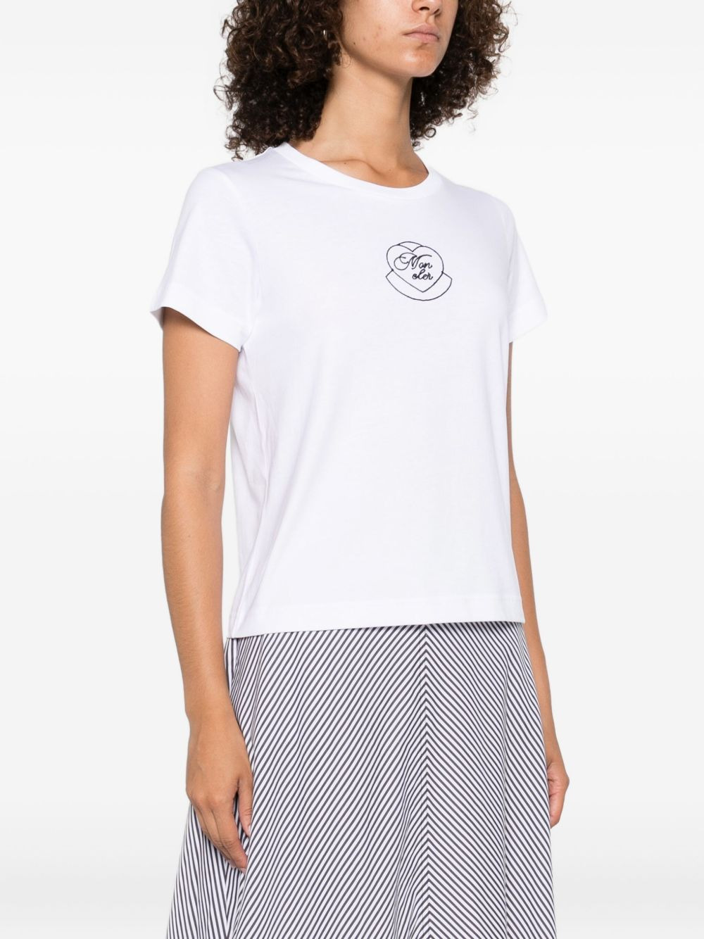 heart-embroidered cotton T-shirt - 3