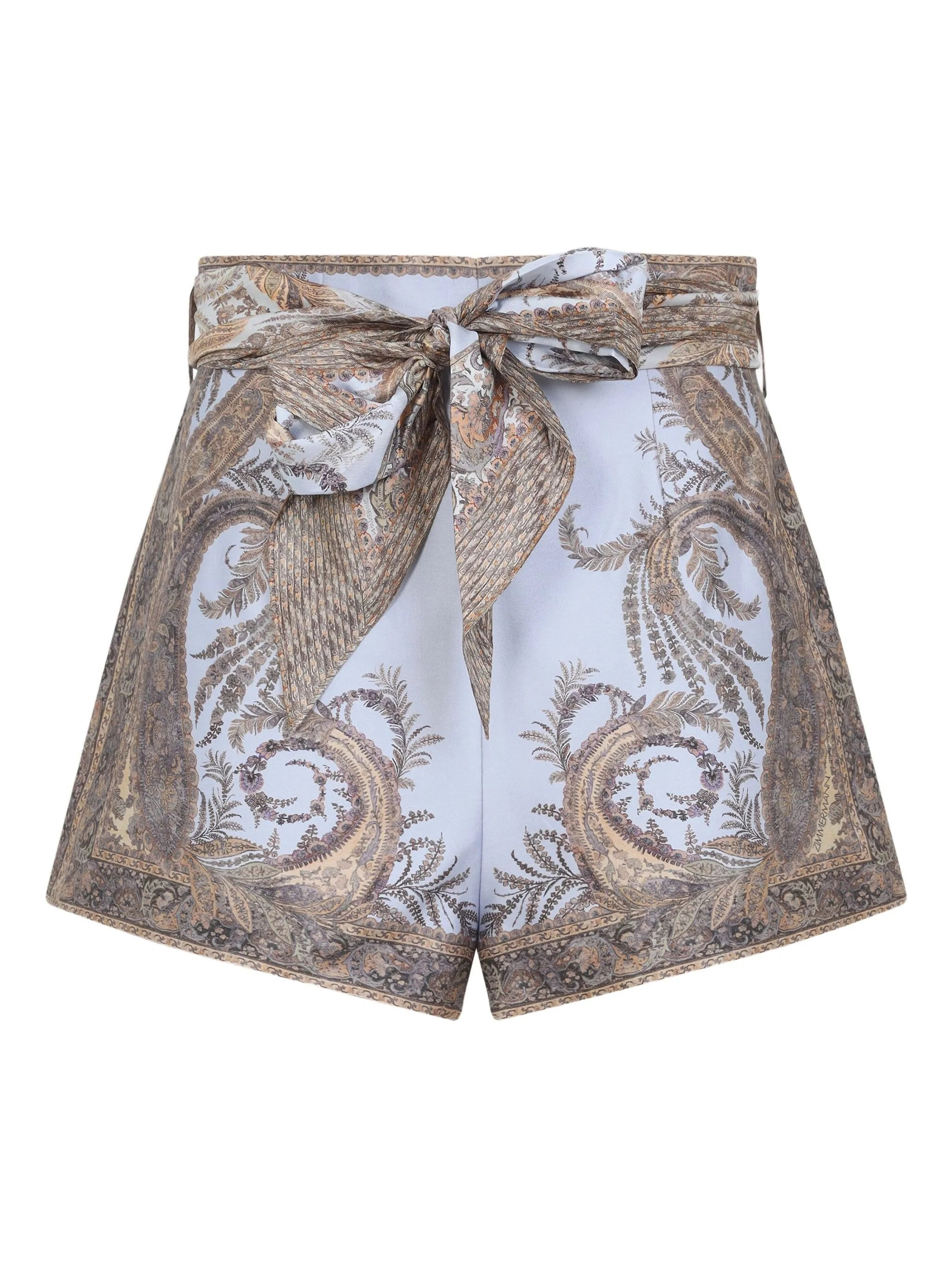 paisley-print belted shorts - 1