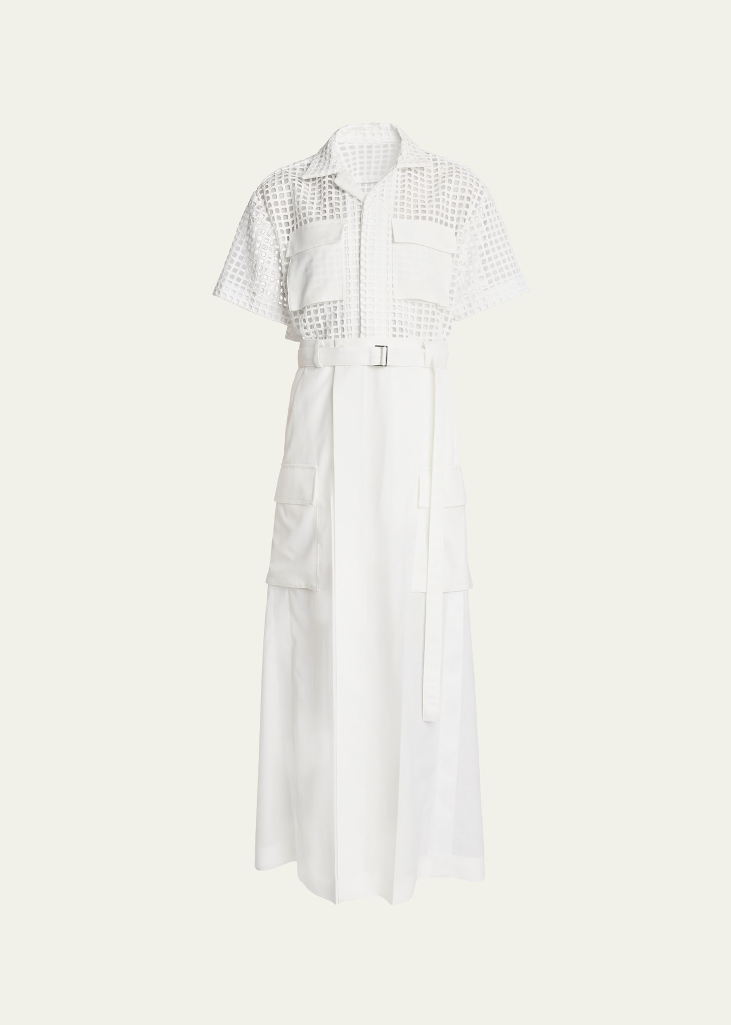 sacai Belted Cutout Lace Top Dress | bergdorfgoodman | REVERSIBLE