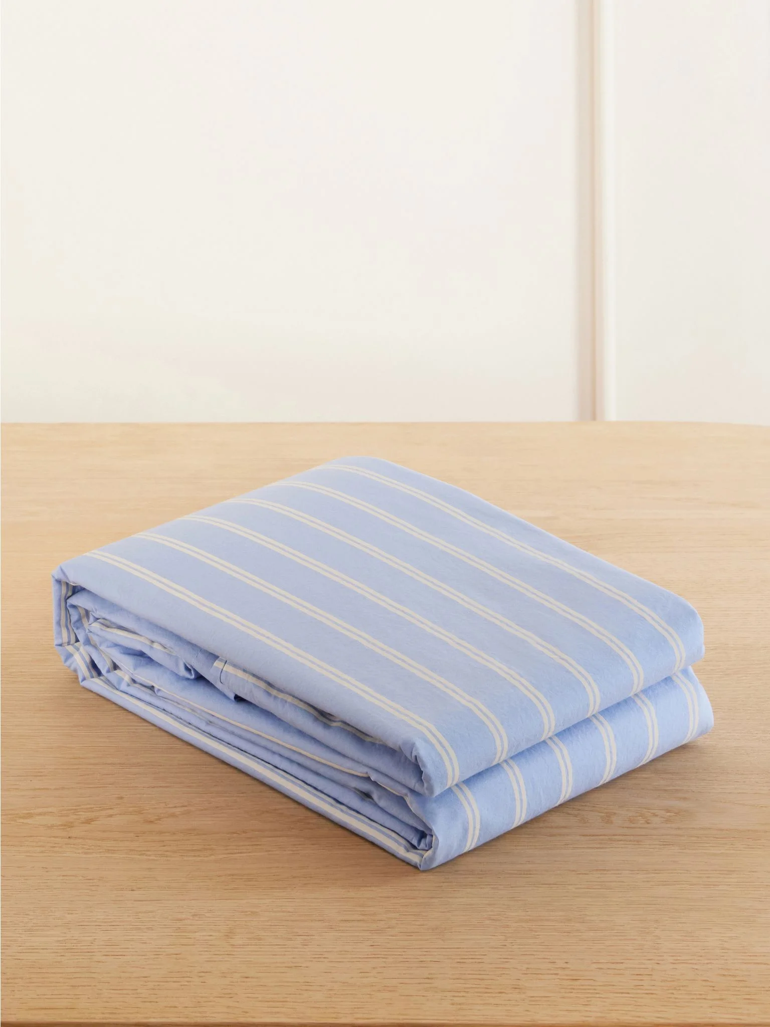 Striped organic cotton-percale king duvet cover Blue - 1