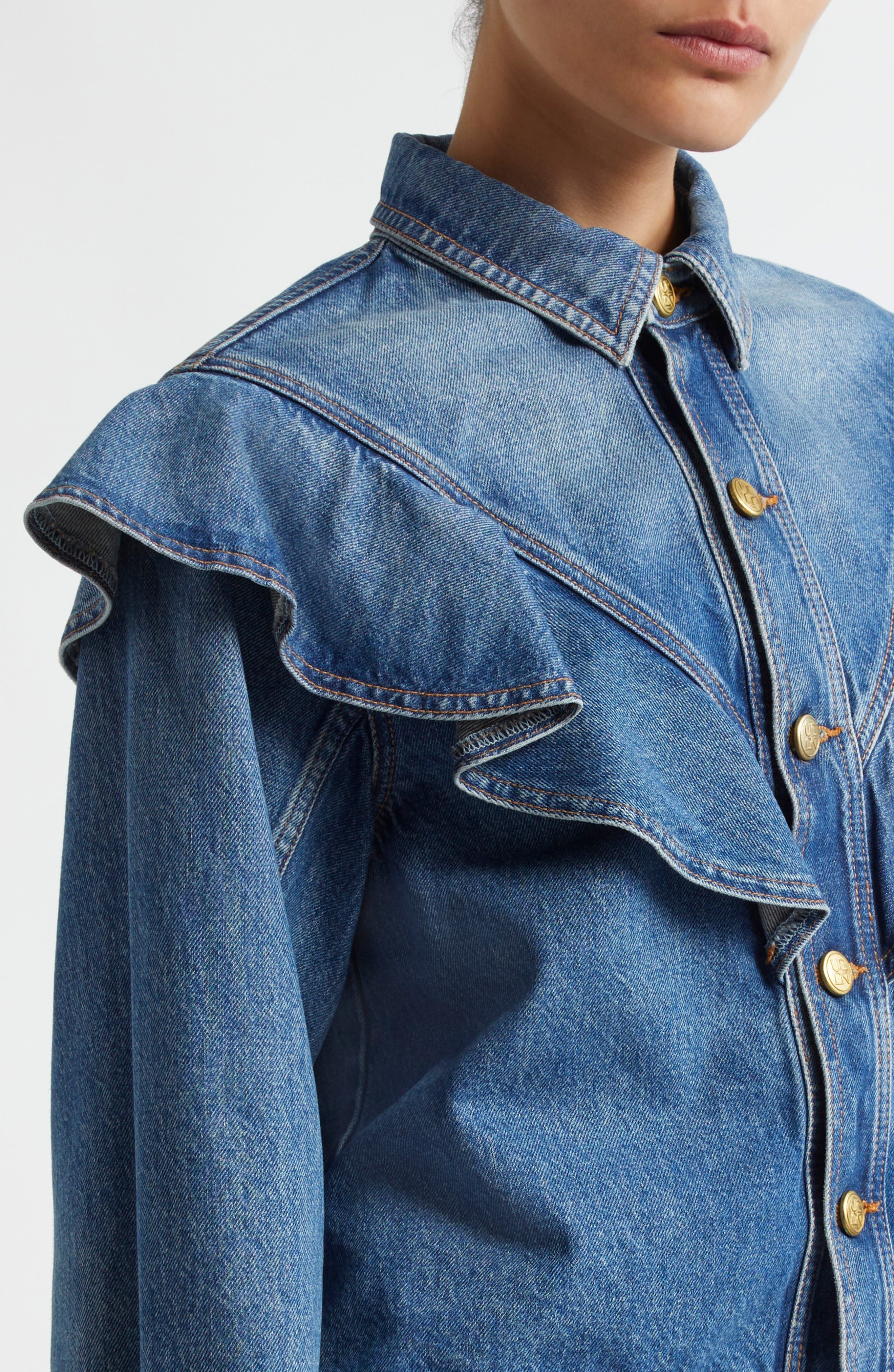 Ulla Johnson The Mathilde Denim Button-Up Shirt in Danube at Nordstrom - 5