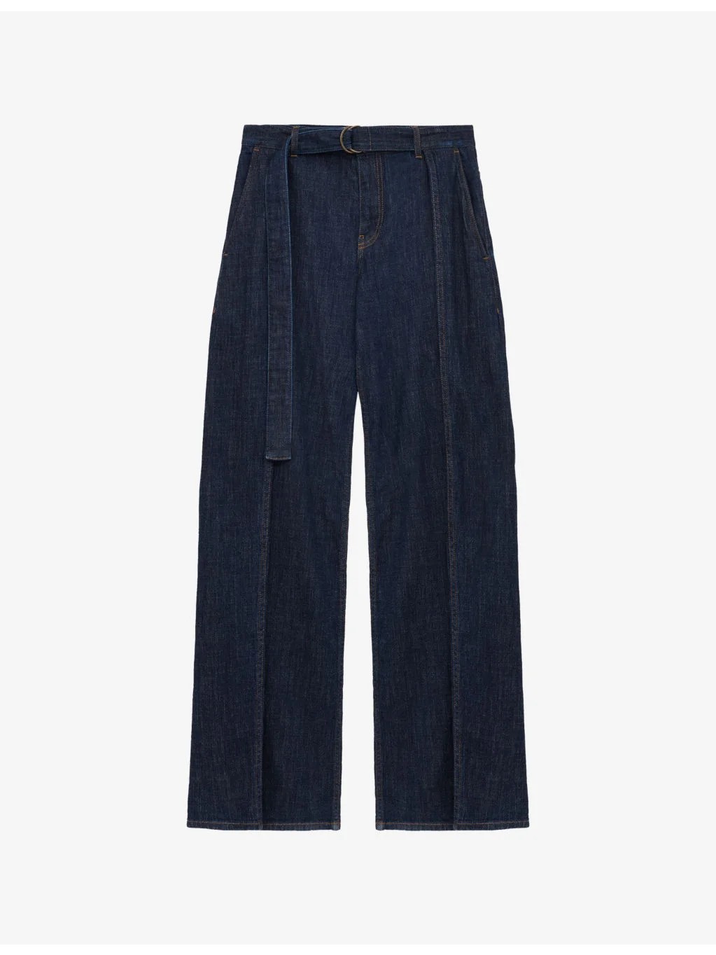 Belted Faded-Wash Denim Jeans - 1