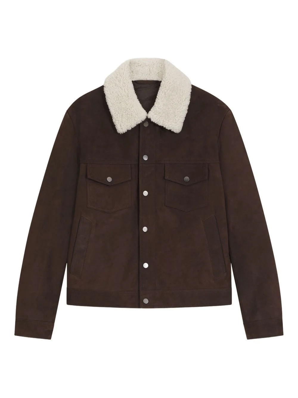 trimmed-collar leather jacket - 1