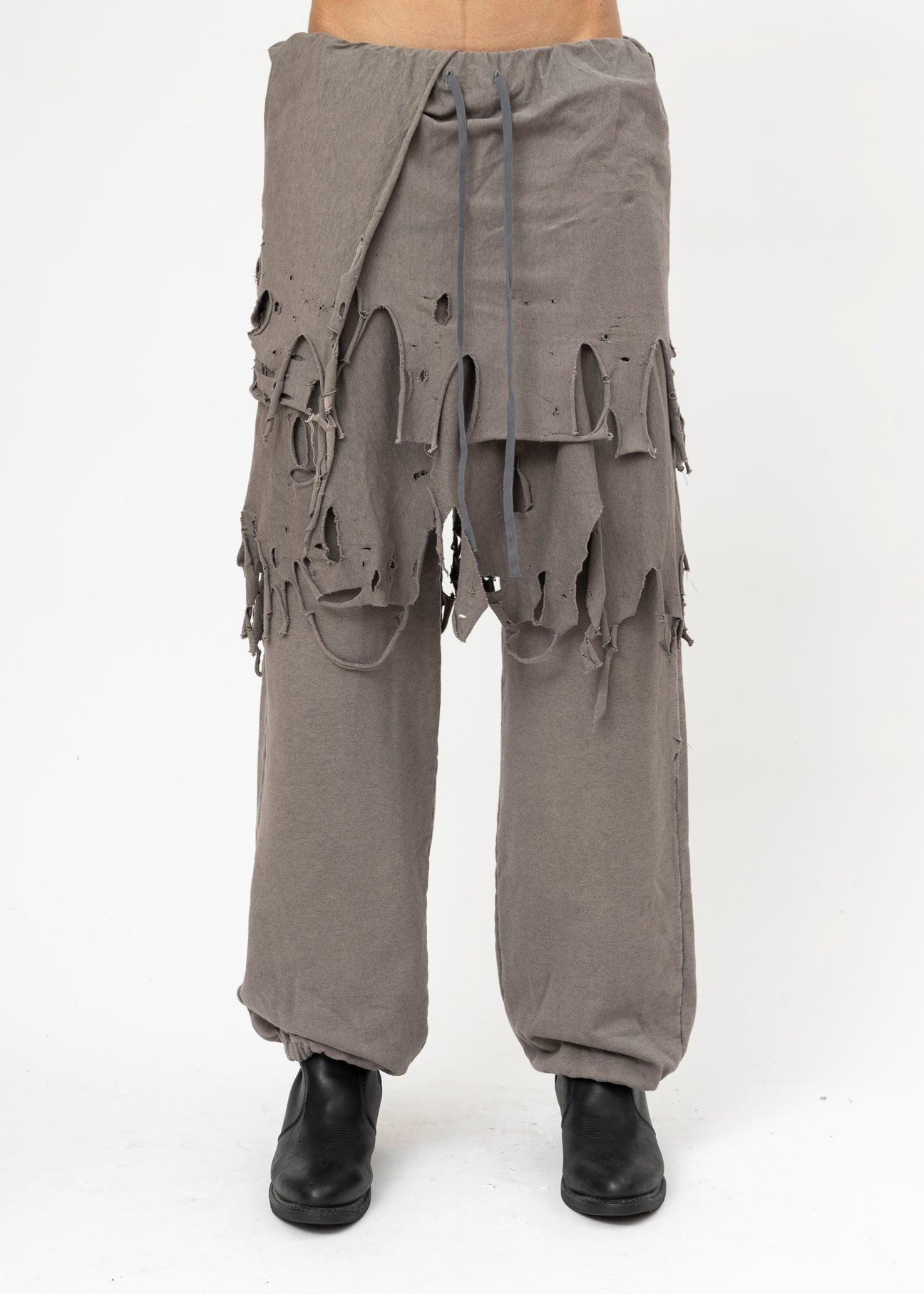 GREY DOUBLET PHANTOM FRAYED SWEATPANTS - 1