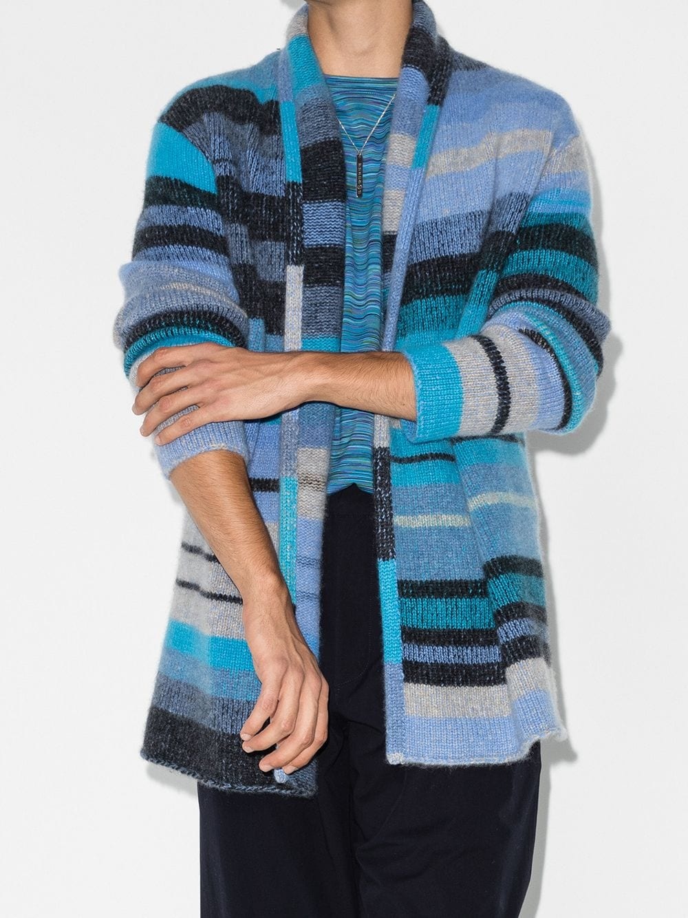 stripe-intarsia cashmere cardigan - 2