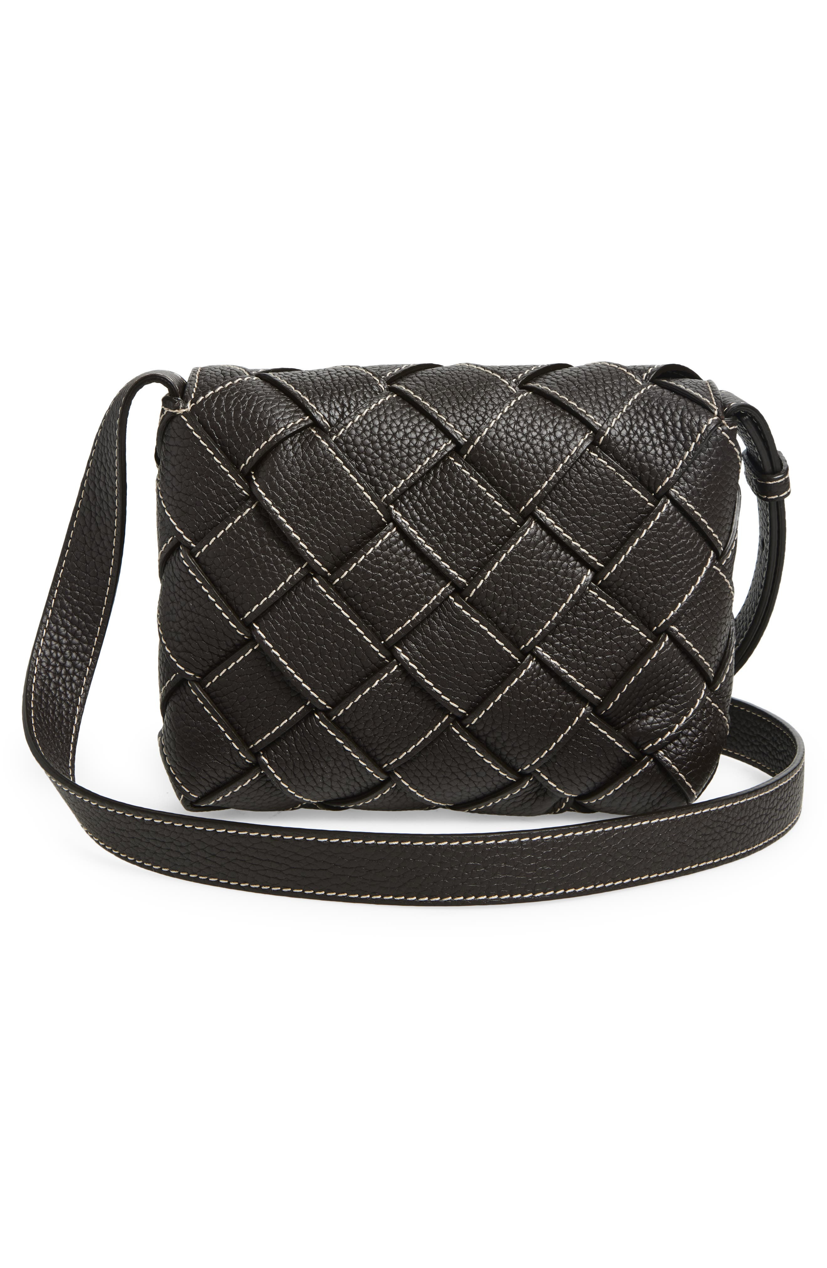 Bottega Veneta Topstitched Intreccciato Leather Messenger Bag in 2314 Fondant-Natural-Silver at Nord - 4