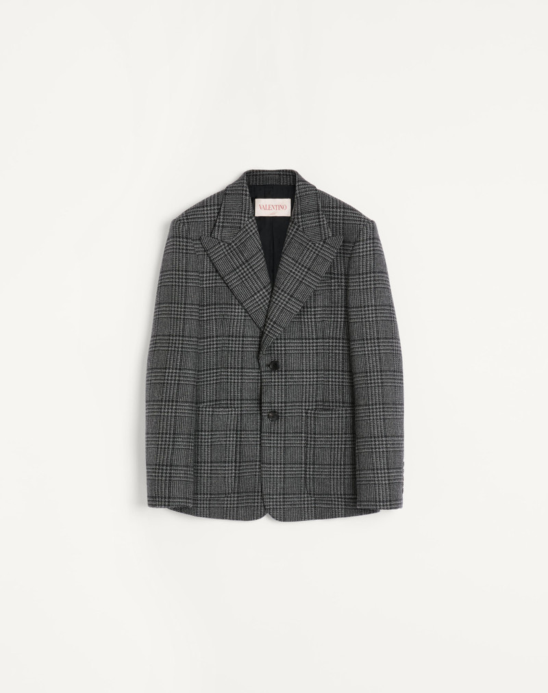 VALENTINO SINGLE-BREASTED WOOL JACKET WITH CHECK PATTERN. 1