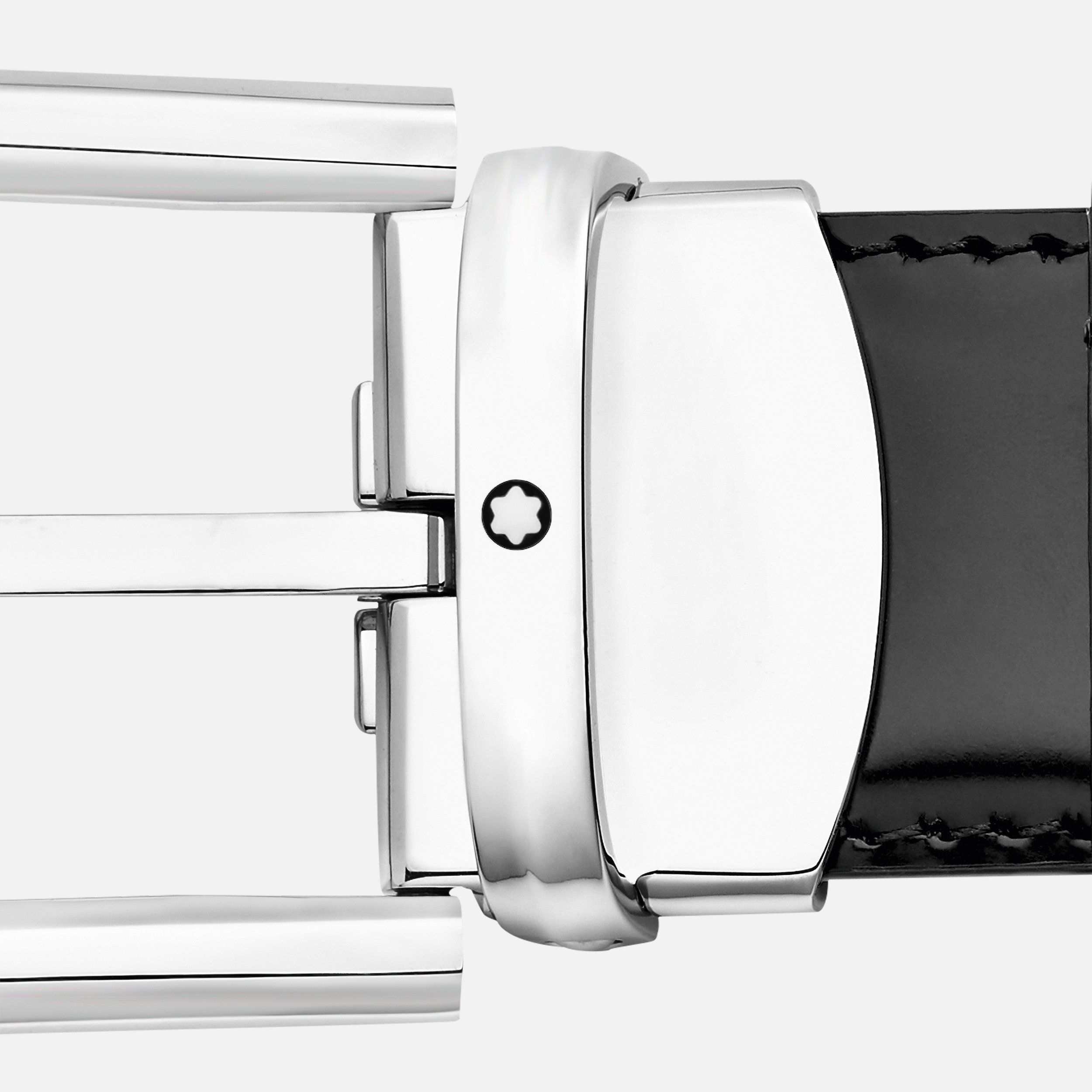 Horseshoe buckle black 30 mm leather belt - 3