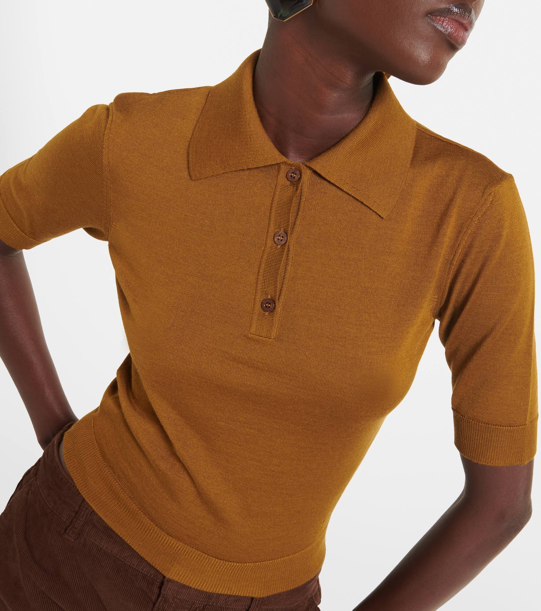 Cashmere, wool and silk polo shirt - 4