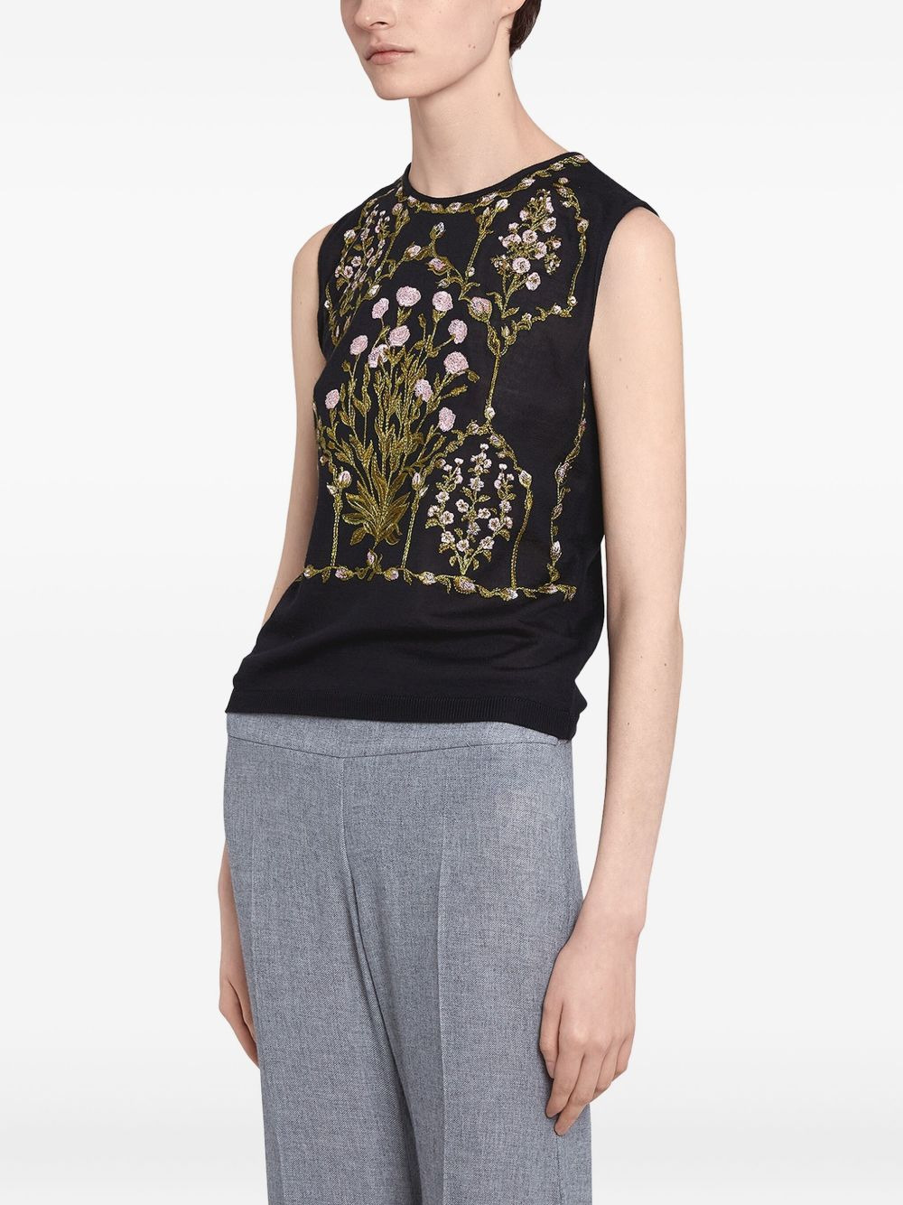 embroidered sleeveless top - 3