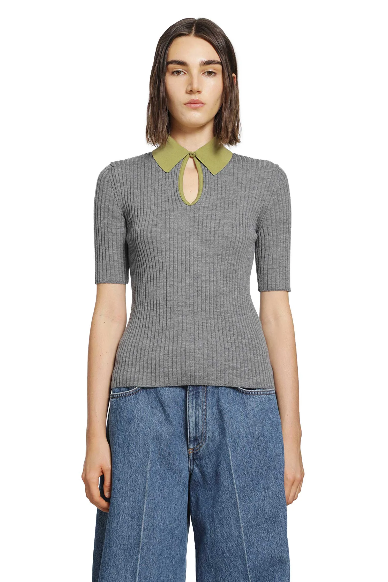 Lightweight Ribbed Wool Polo - 1