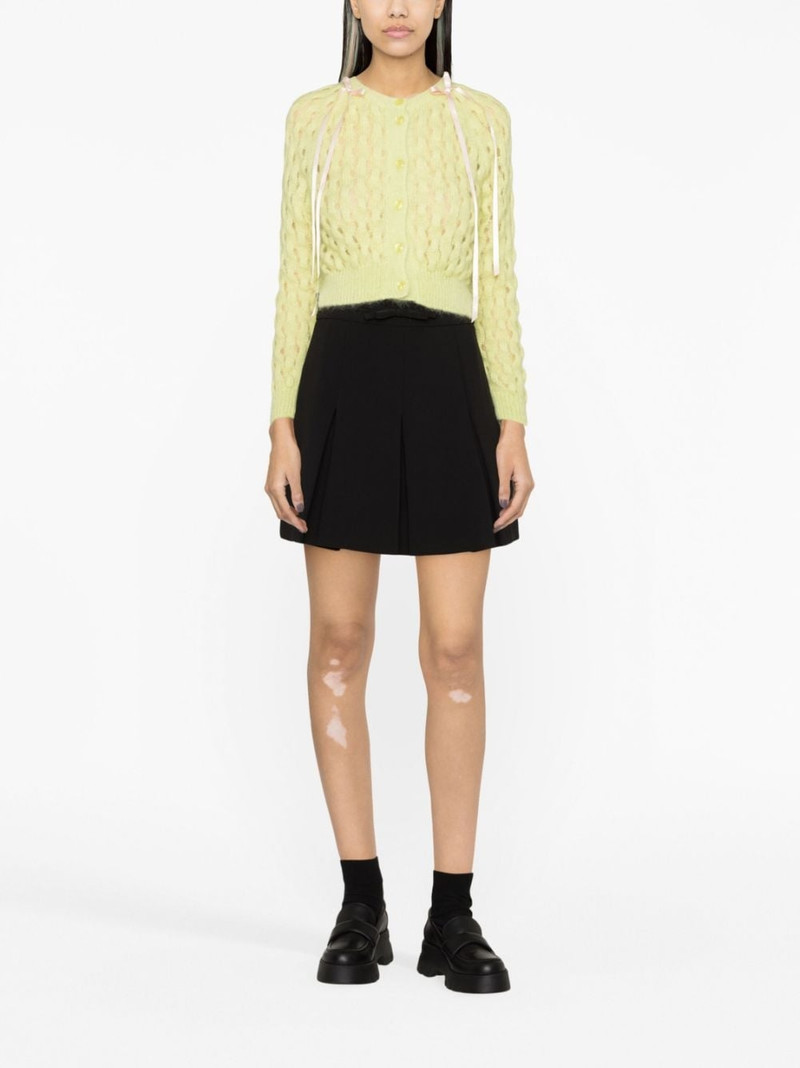 REDValentino bow-embellished pleated miniskirt outlook