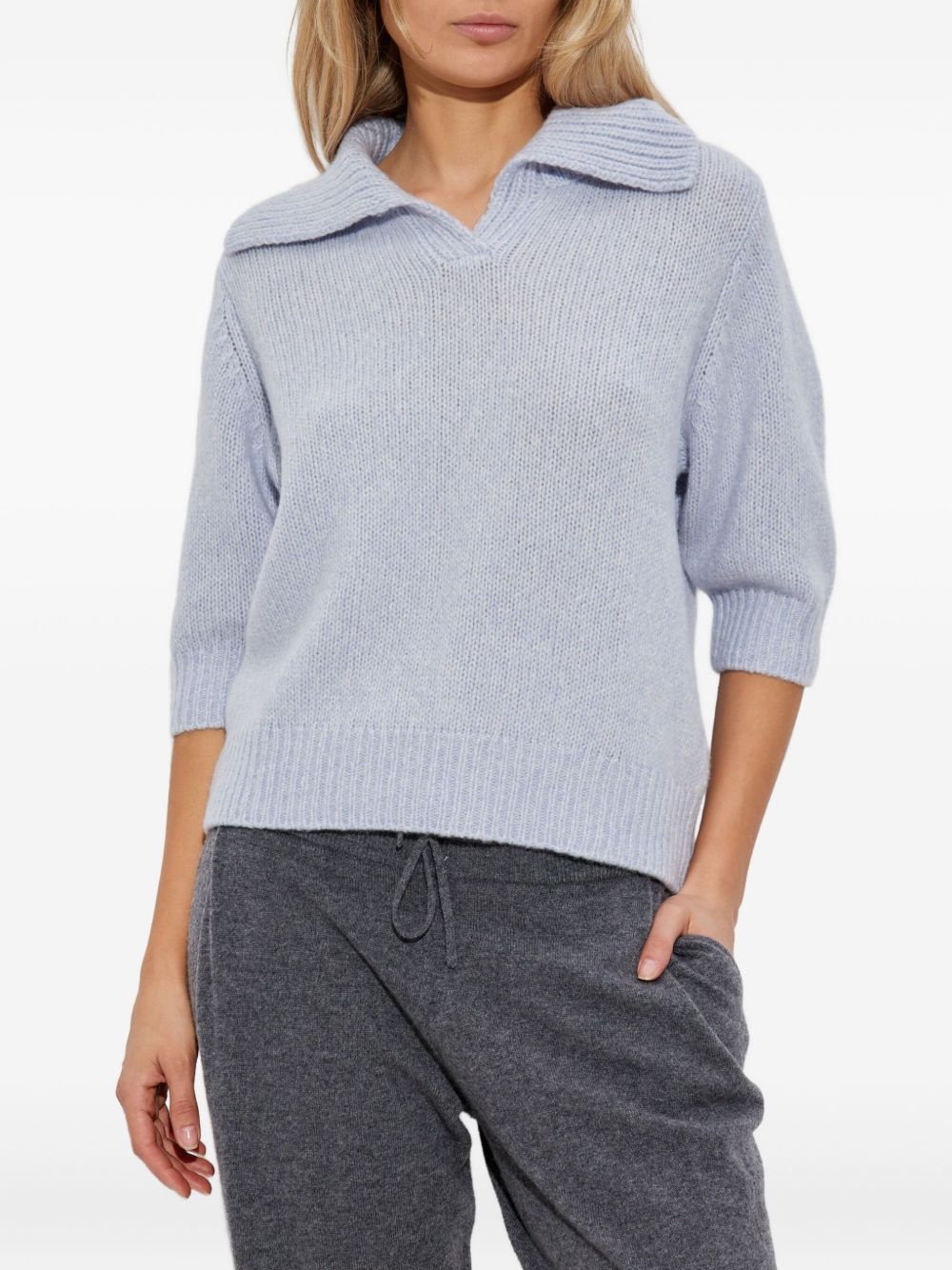 polo-neck half-sleeve sweater - 3