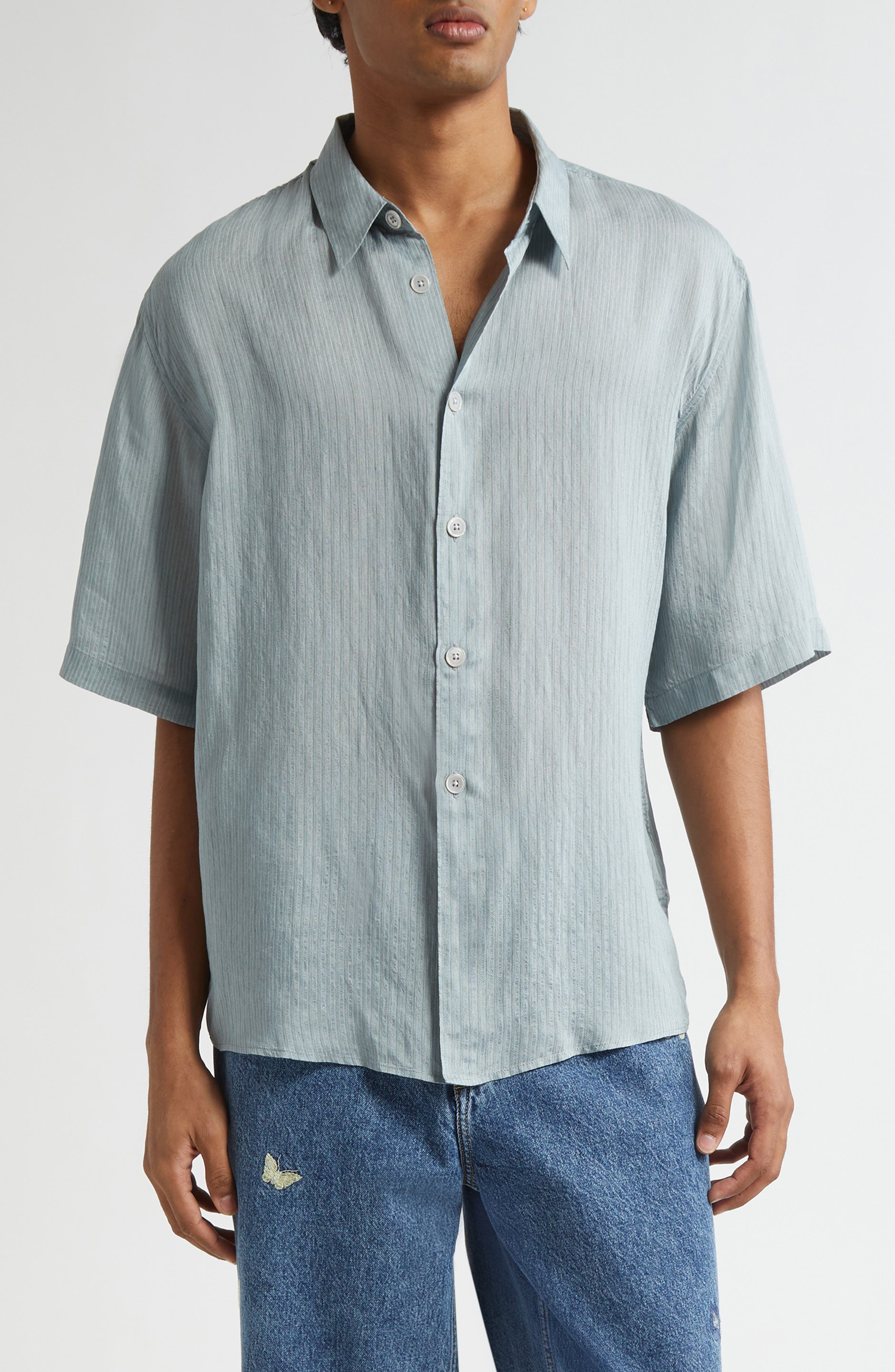 OUR LEGACY Beyond Button-Up Shirt in Geo Stripe Ceremonial Viscose at Nordstrom - 1