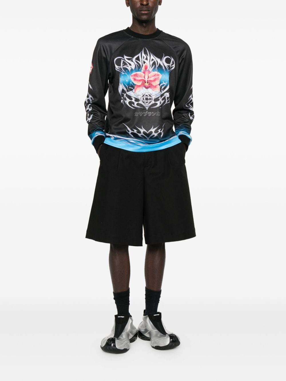orchid-print football jersey - 2