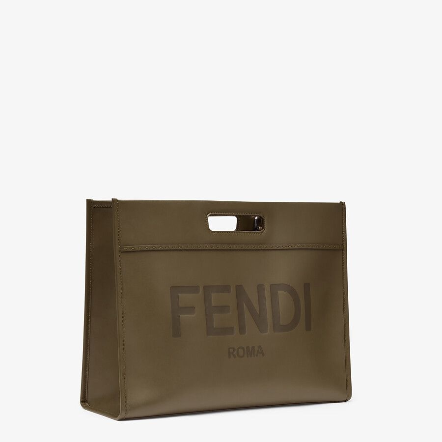 Dark green leather shopper - 3